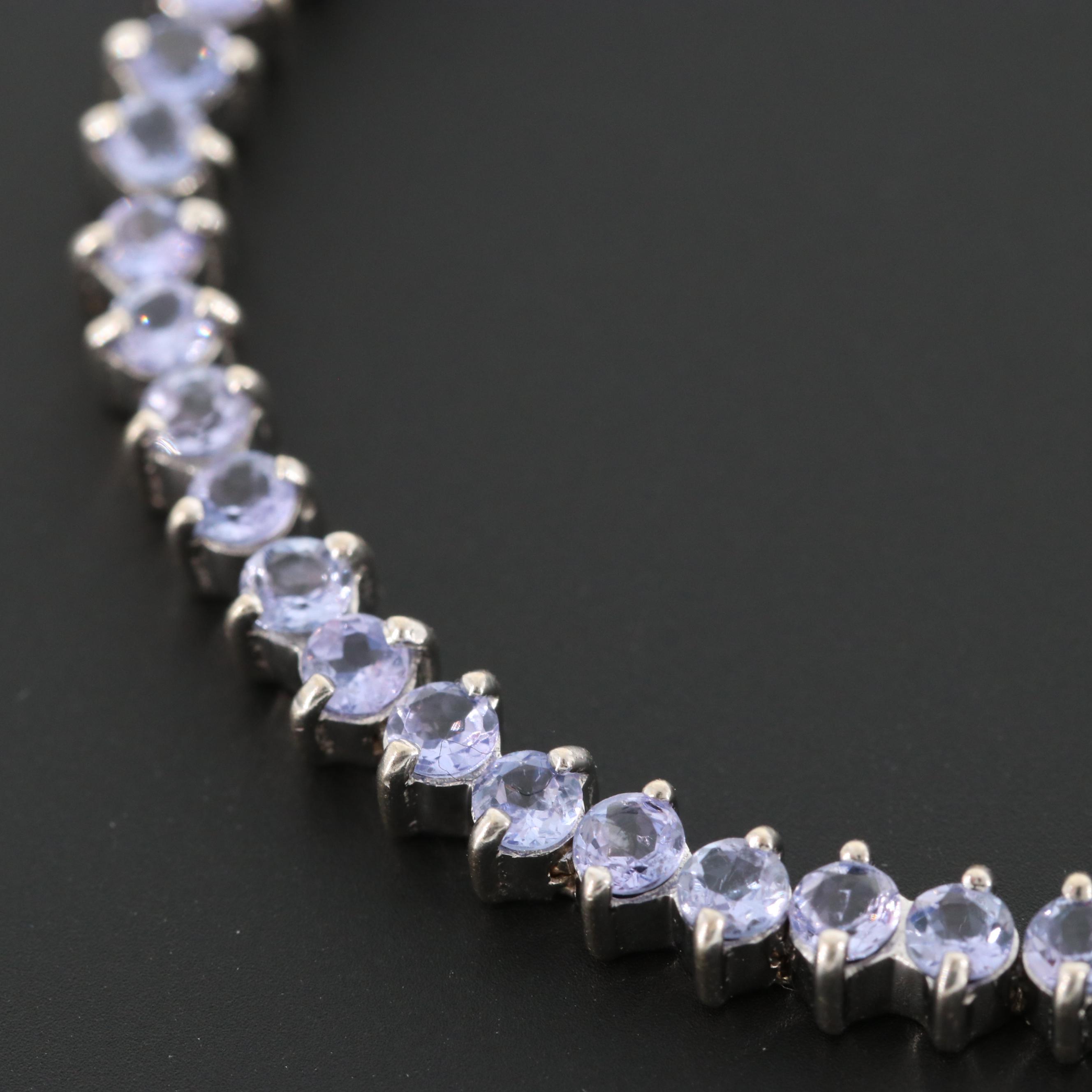 14K White Gold Tanzanite Tennis Bracelet