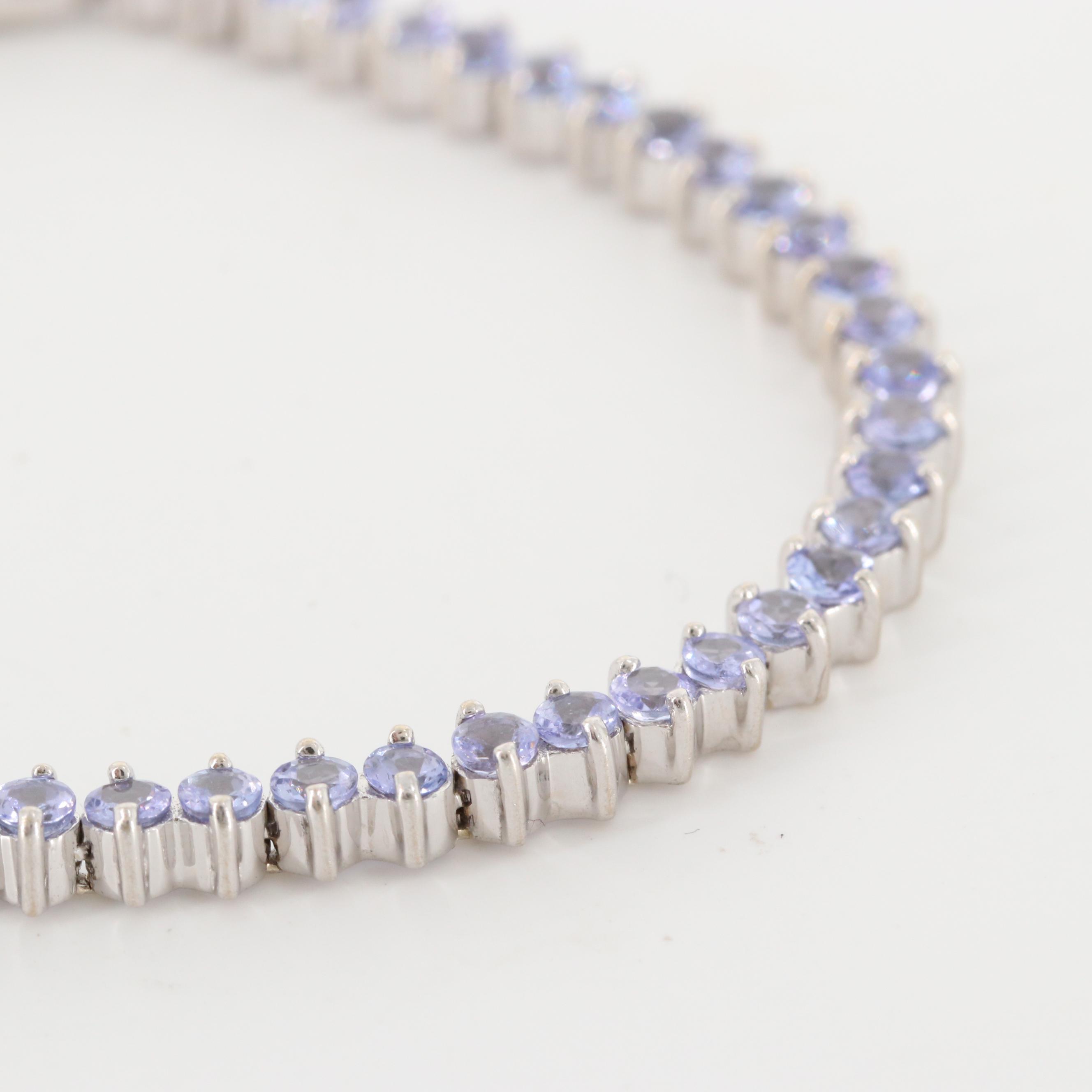 14K White Gold Tanzanite Tennis Bracelet