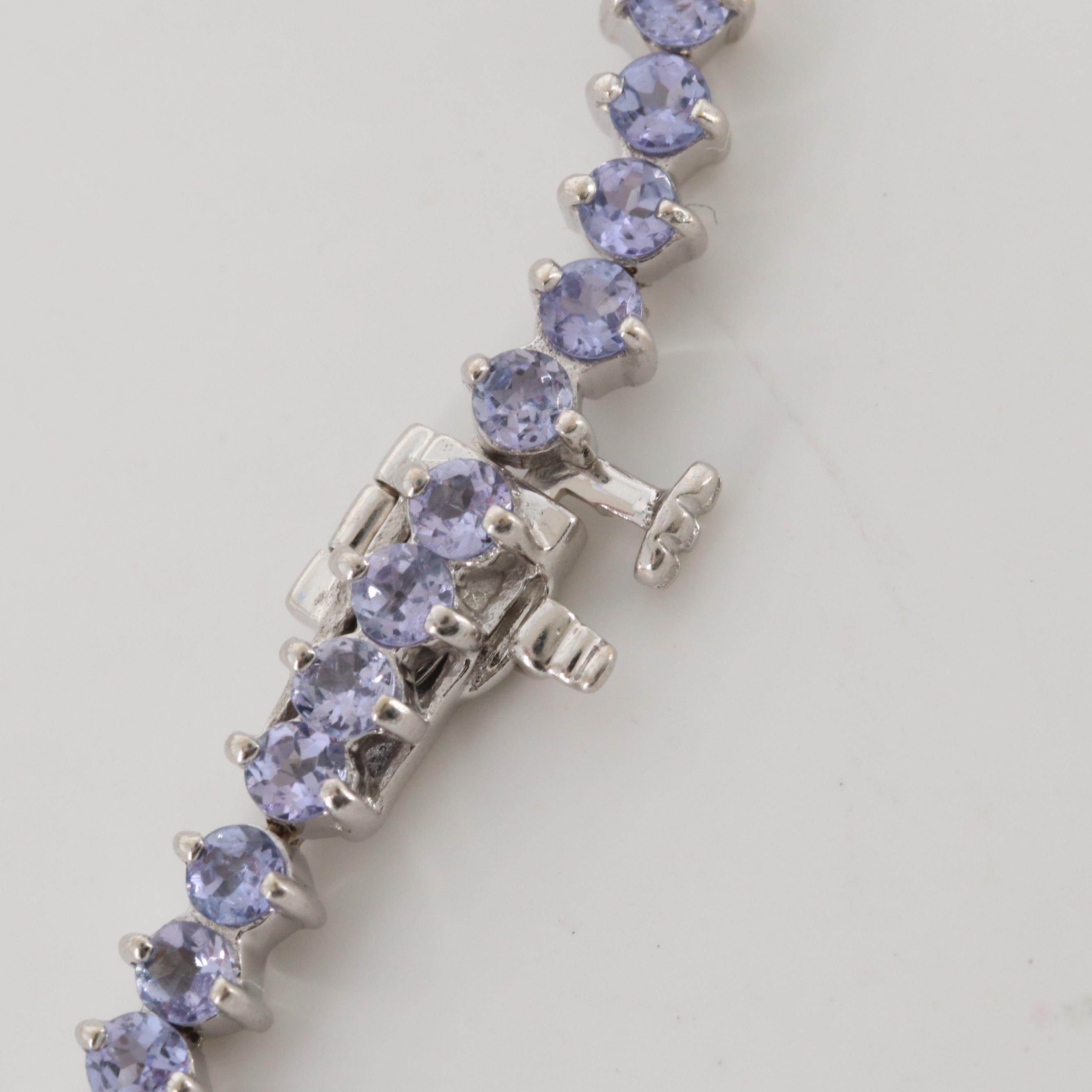 14K White Gold Tanzanite Tennis Bracelet