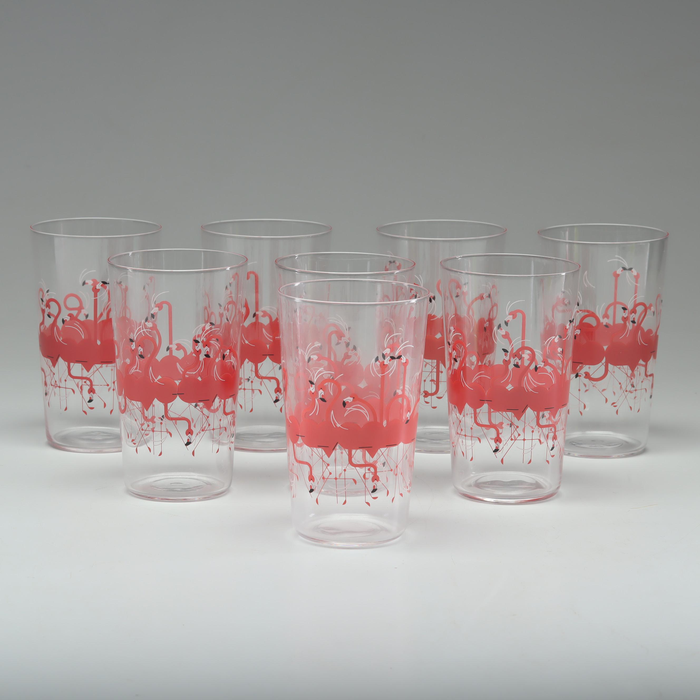 Flamingo Glassware After Charley Harper from Fishs Eddy