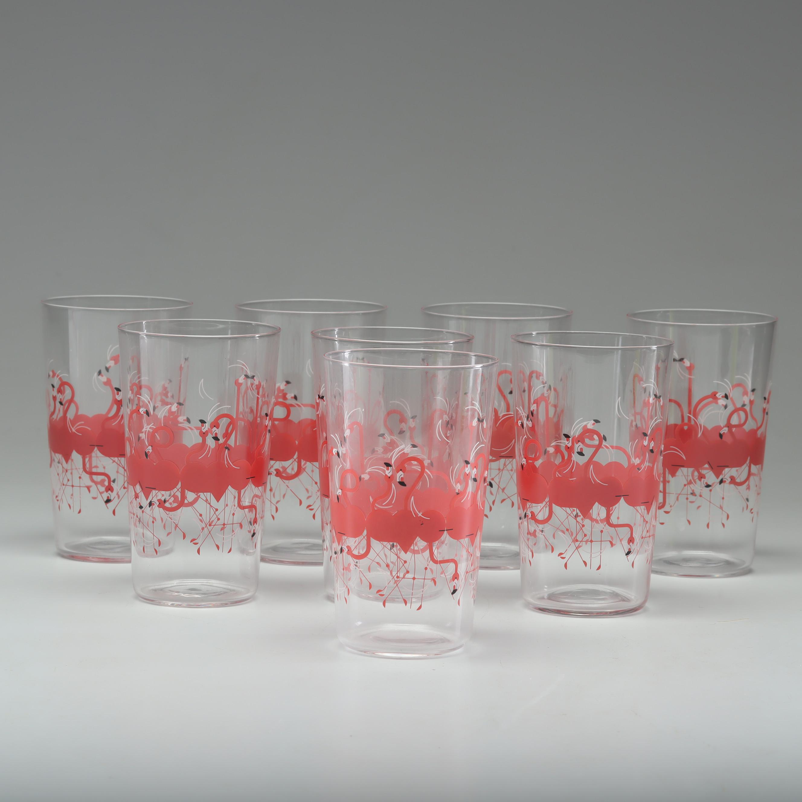 Flamingo Glassware After Charley Harper from Fishs Eddy