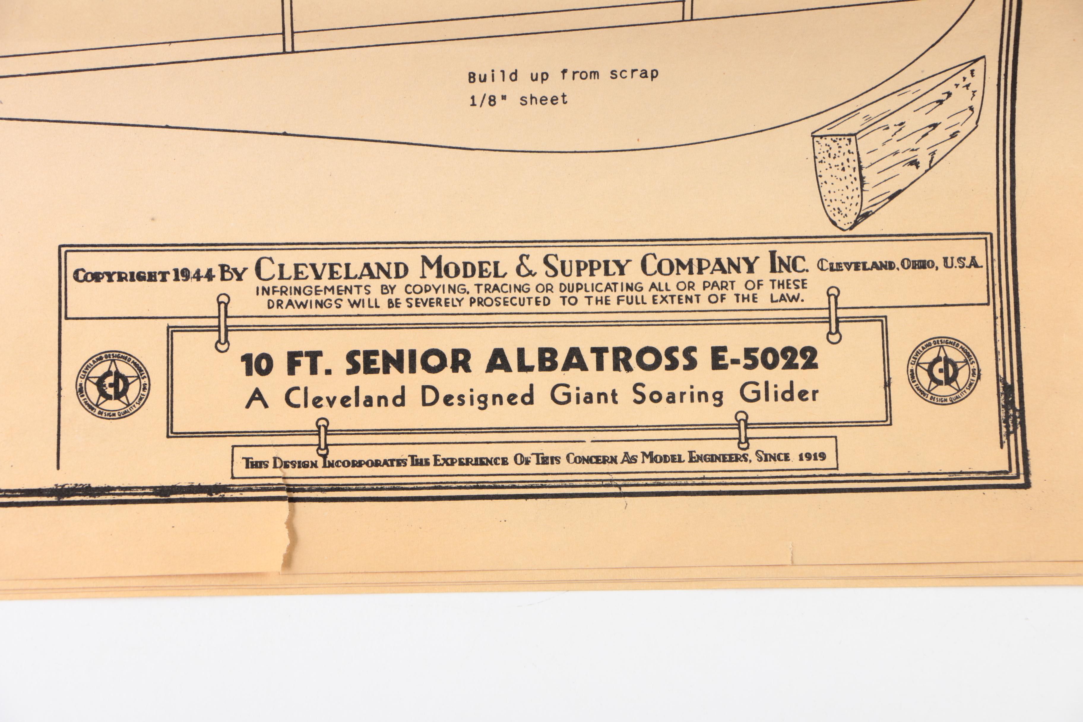 Cleveland Model & Supply Co. "Senior Albatross" Model Airplane with Blueprints