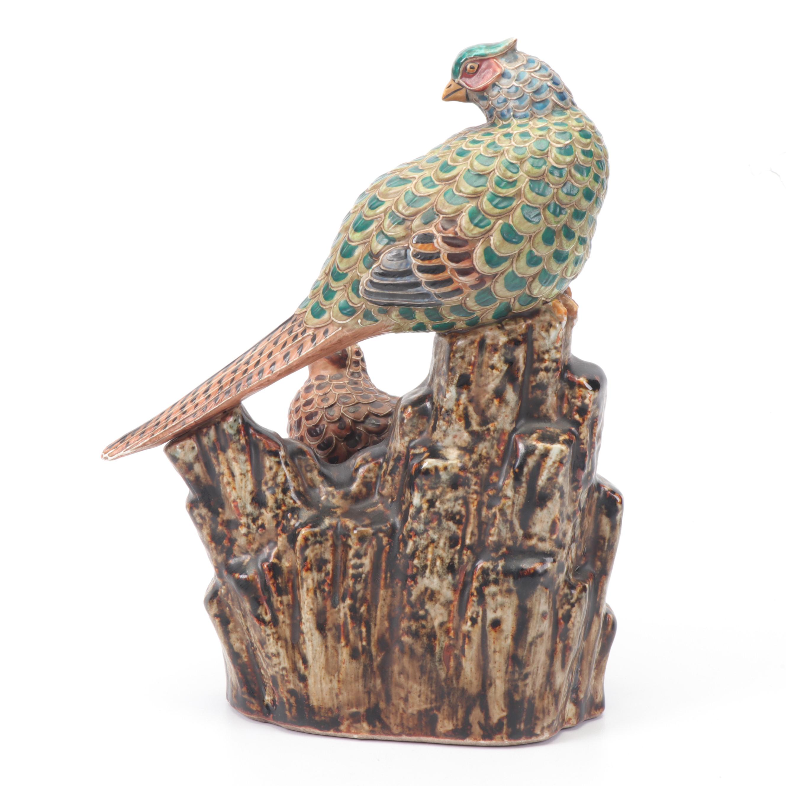 Hand-Painted Ceramic Pheasant Figurine, Vintage