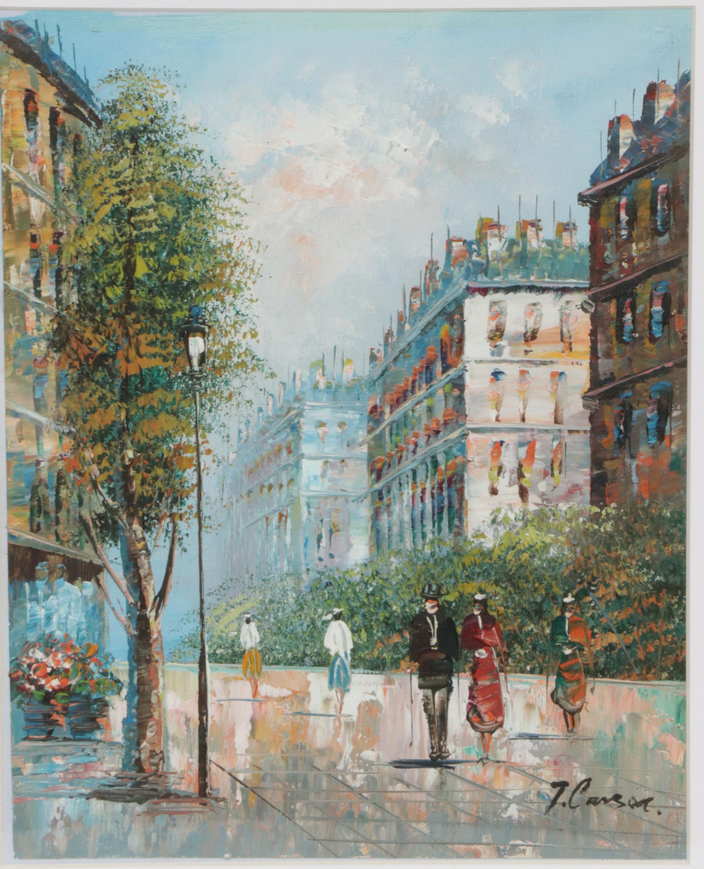 T. Carson Parisian Scene Oil Painting