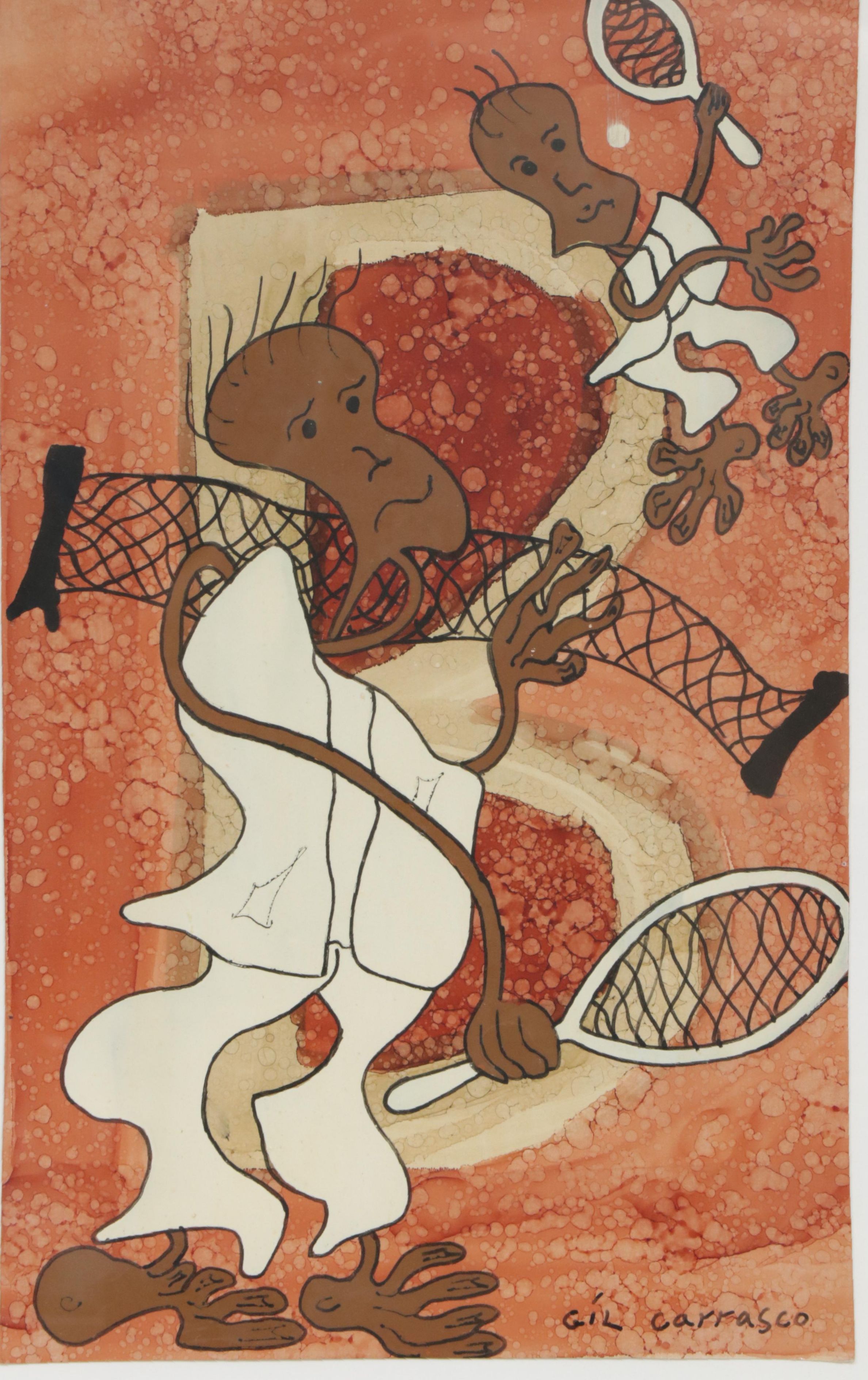 Jose Maria Gil Carrasco Tennis Match Mixed Media Painting