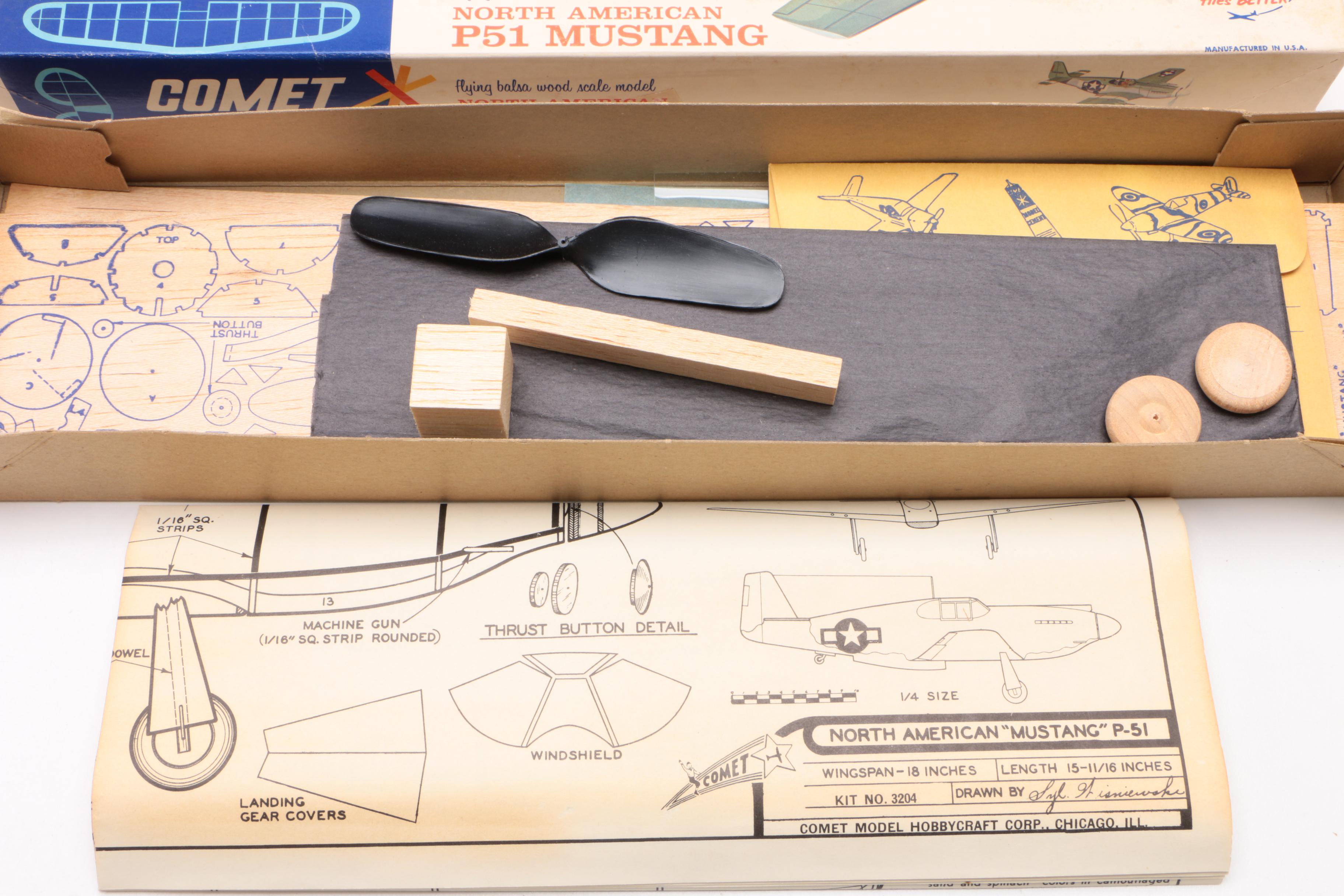 Comet Balsa Wood Flying Model Kits, Mid 20th Century