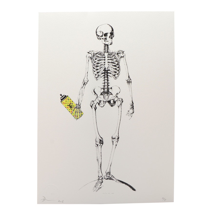 Death NYC Spray Paint and Skeleton Offset Lithograph