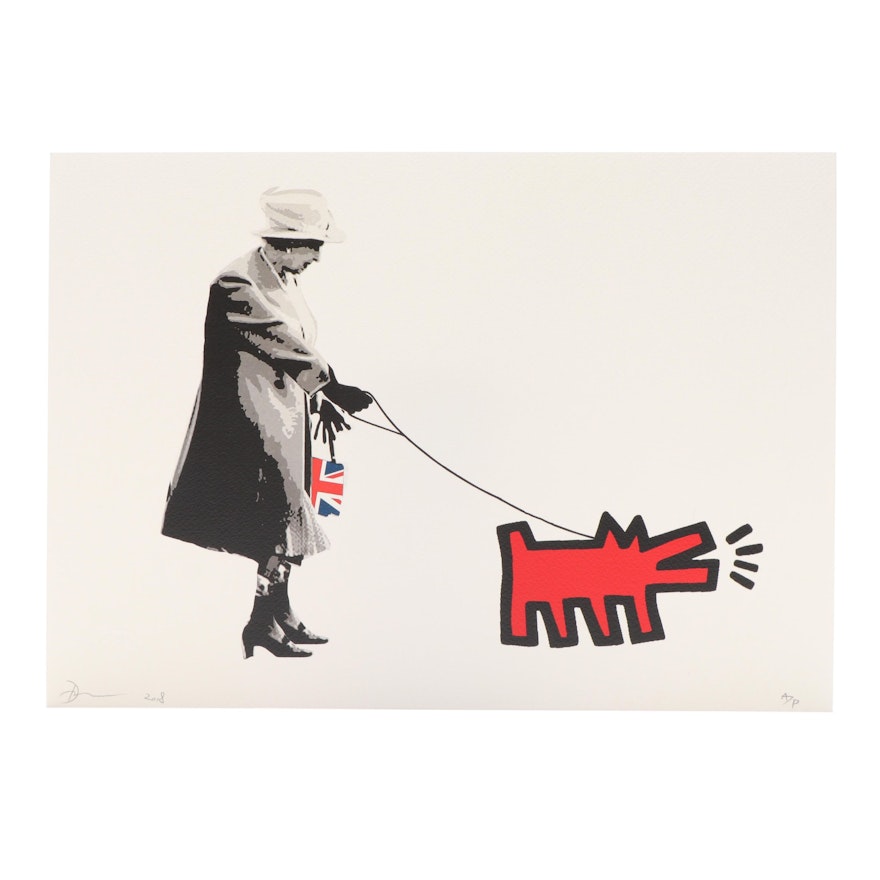 Death NYC Queen Walking Keith Haring Dog Offset Lithograph