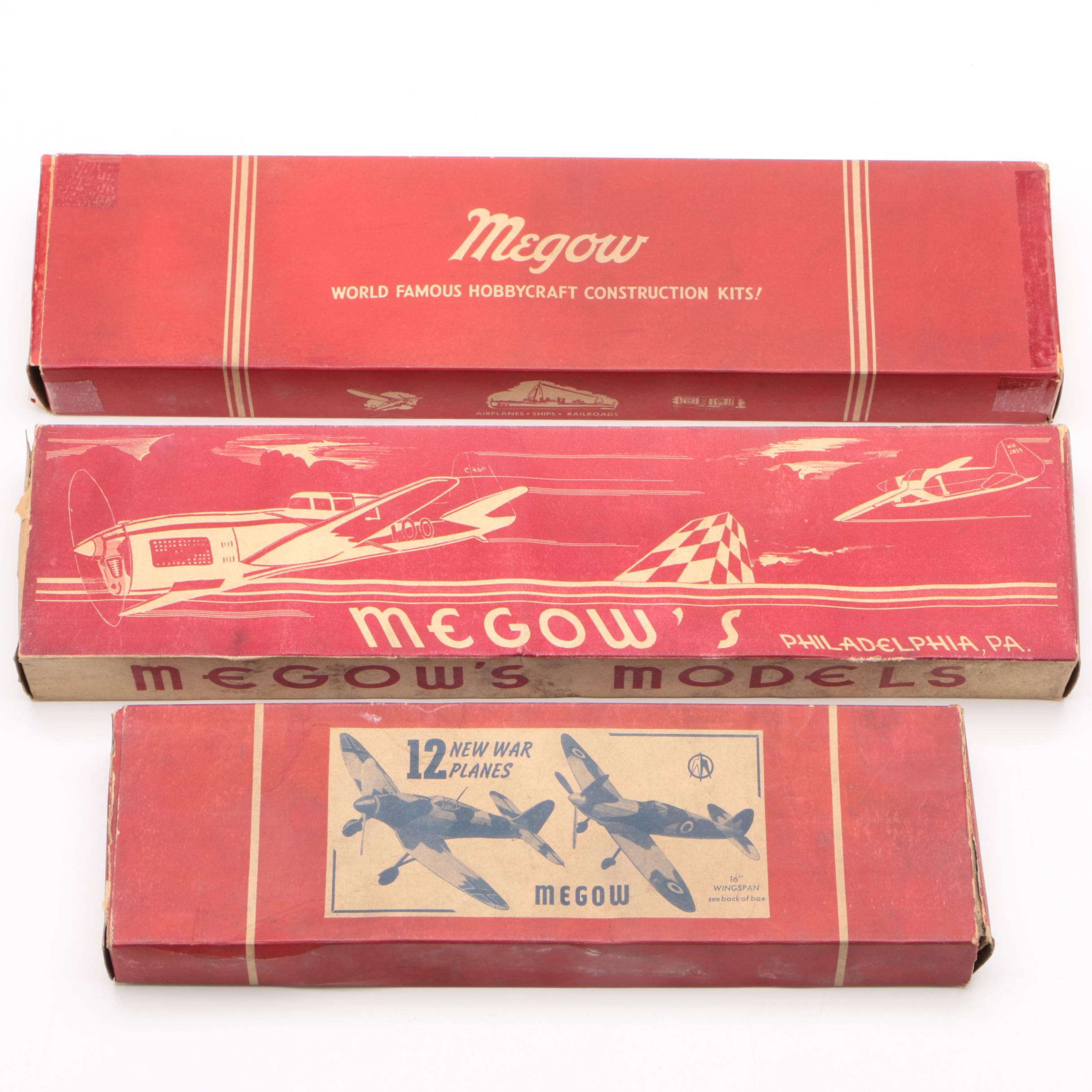 Circa 1930s Megow Model Airplanes with Blueprints