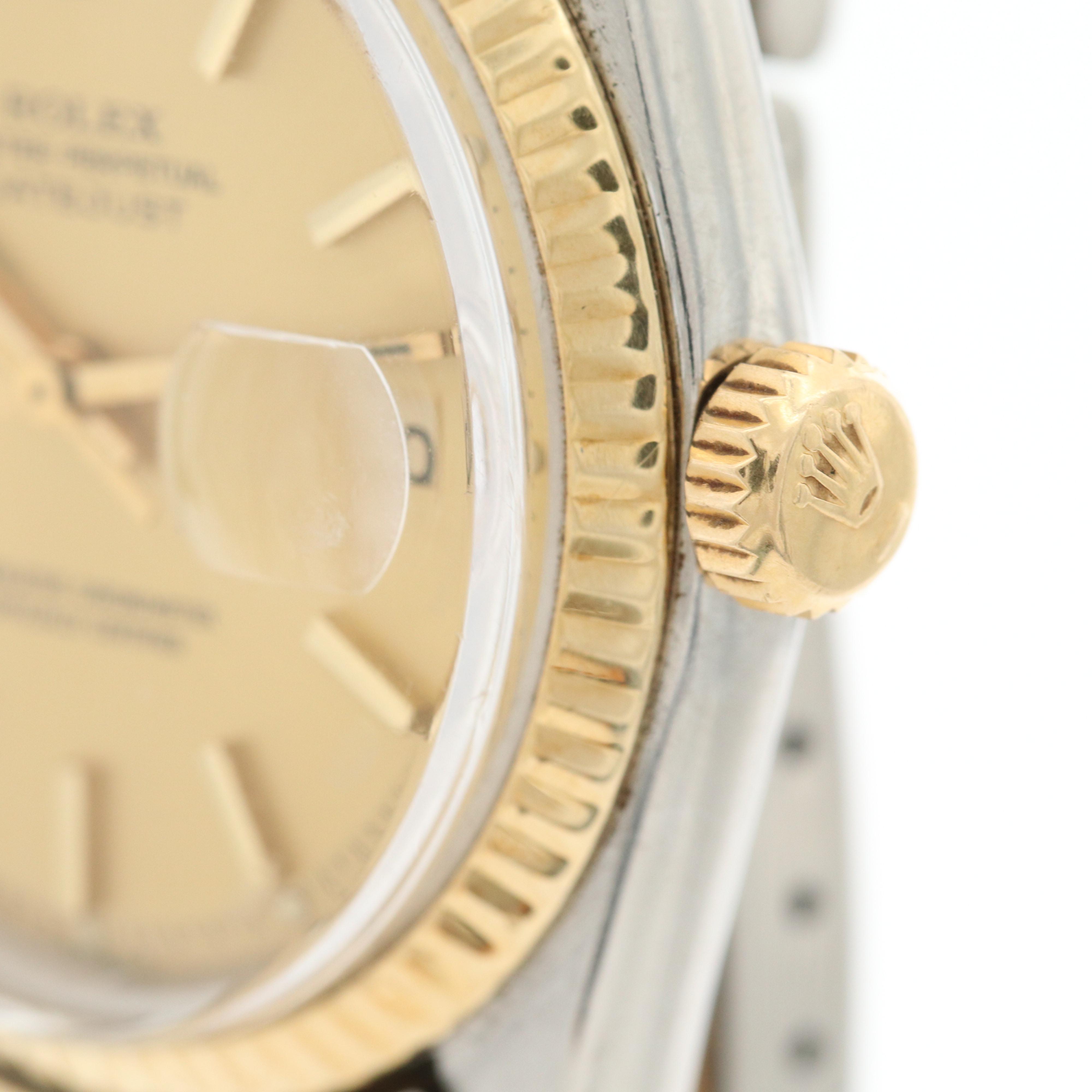Vintage Rolex Datejust 18K Gold and Stainless Steel Watch, 1975