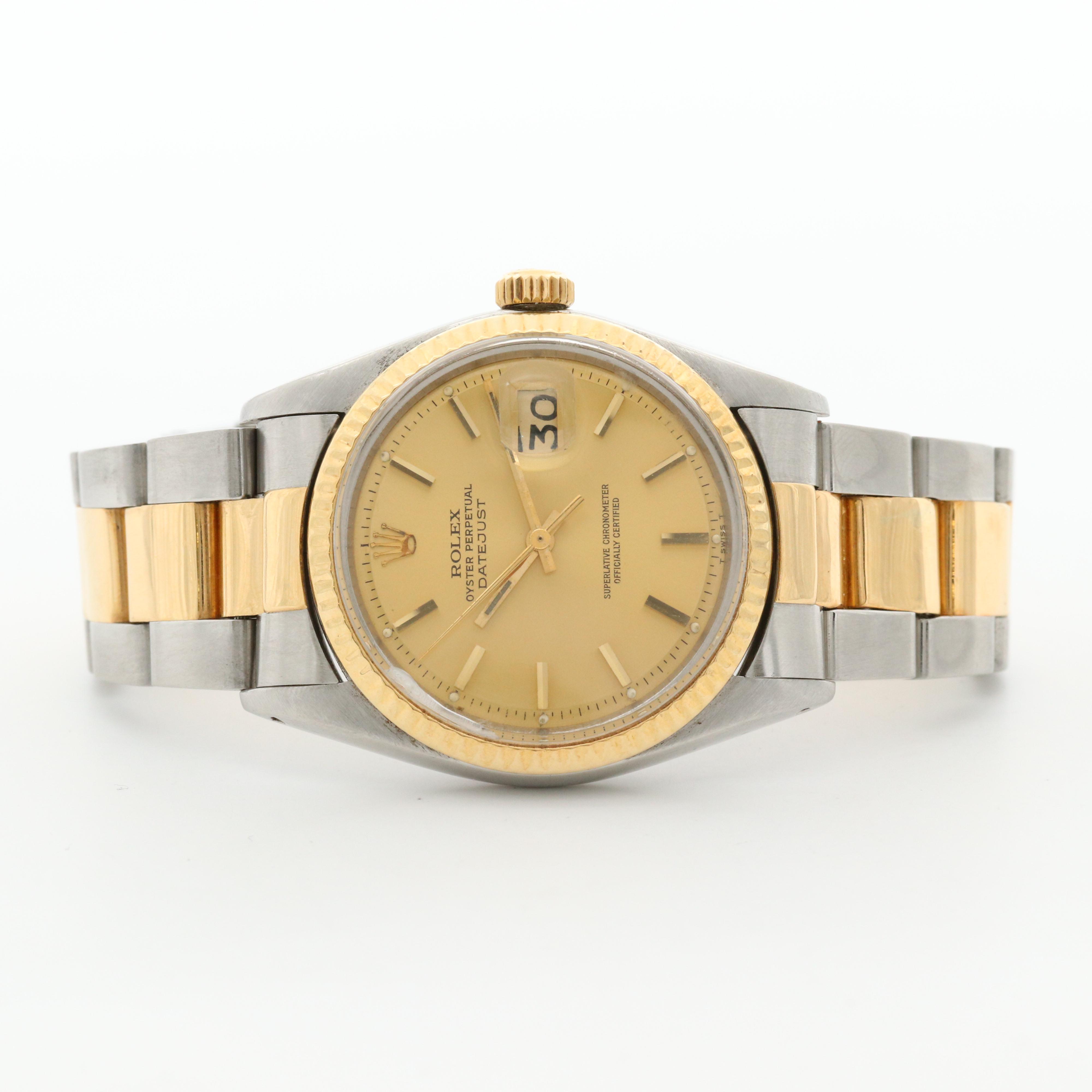 Vintage Rolex Datejust 18K Gold and Stainless Steel Watch, 1975