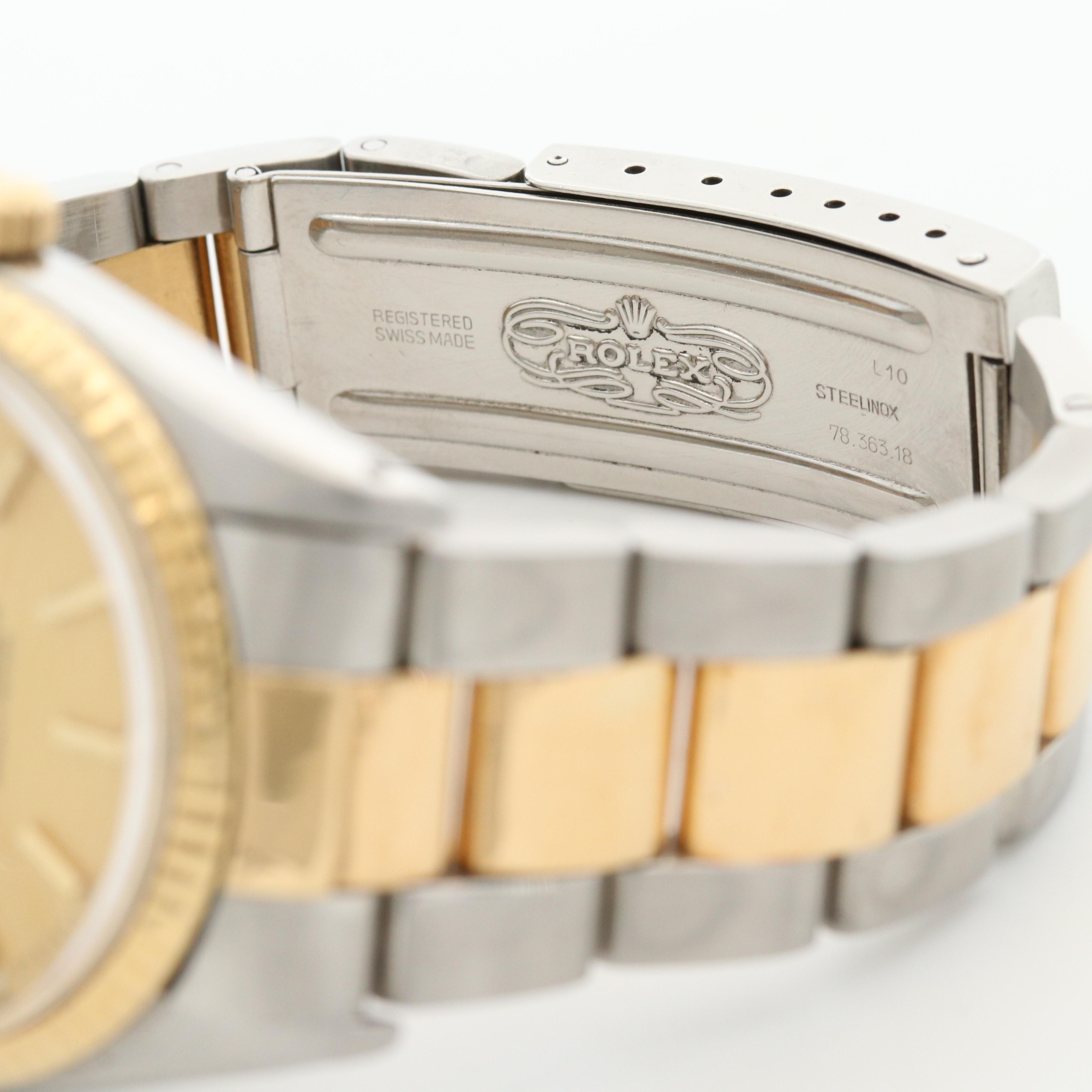 Vintage Rolex Datejust 18K Gold and Stainless Steel Watch, 1975