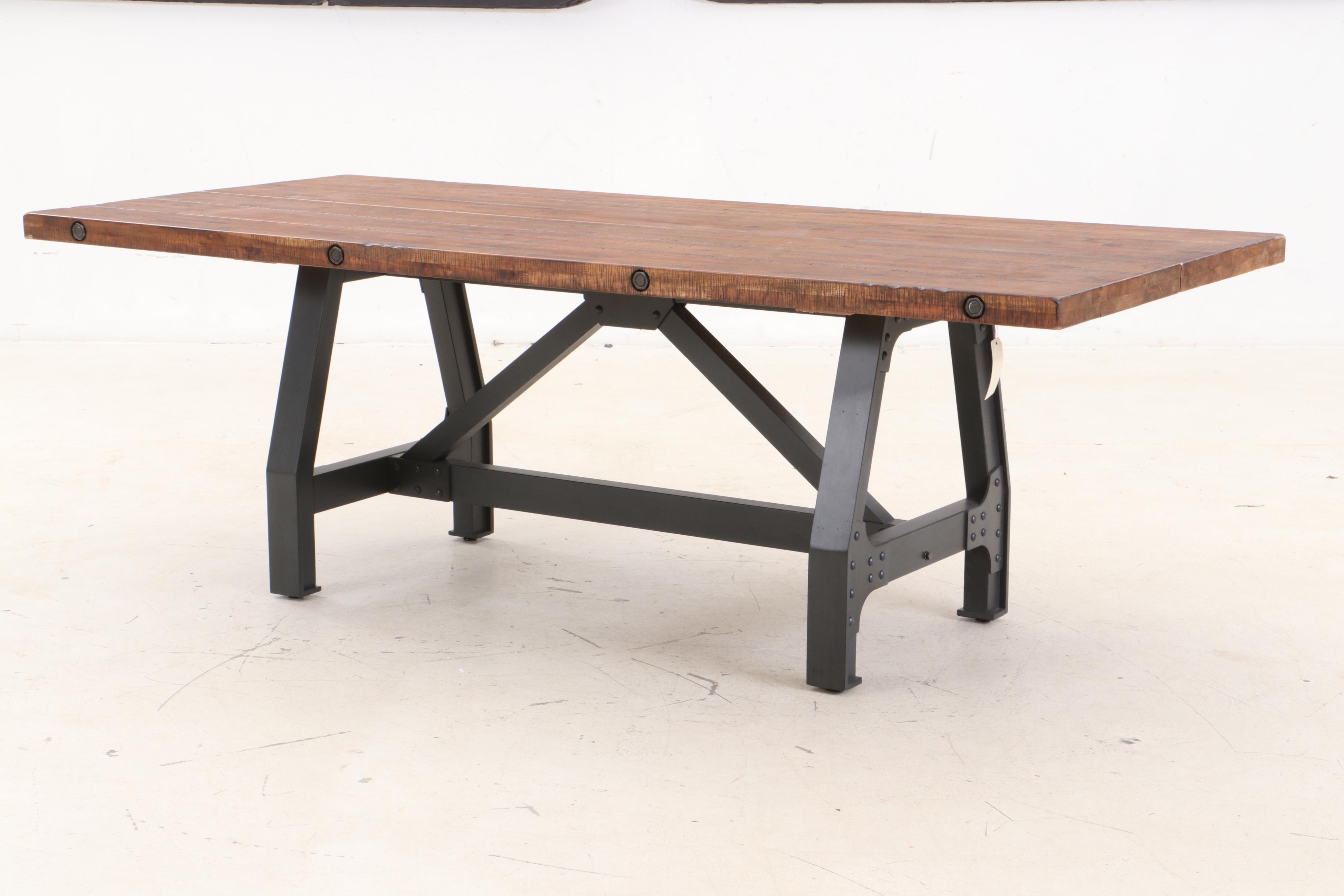 Ink+Ivy "Lancaster" Walnut and Steel Industrial Style Dining Table