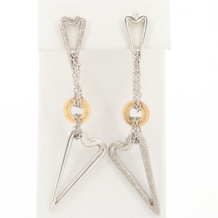 Pianegonda Sterling Silver Dangle Earrings with 18K Yellow Gold Accents