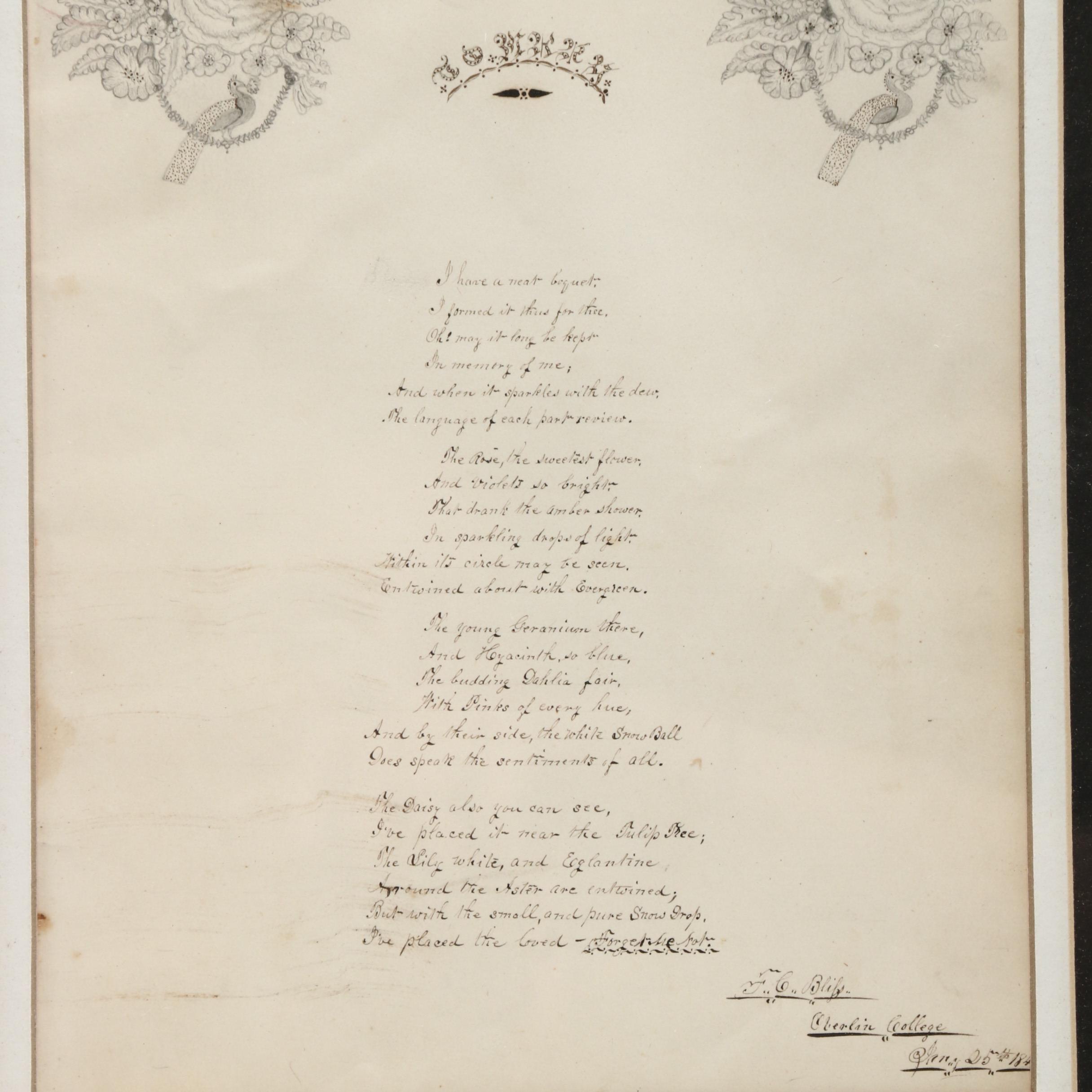 19th Century Handwritten Love Poem
