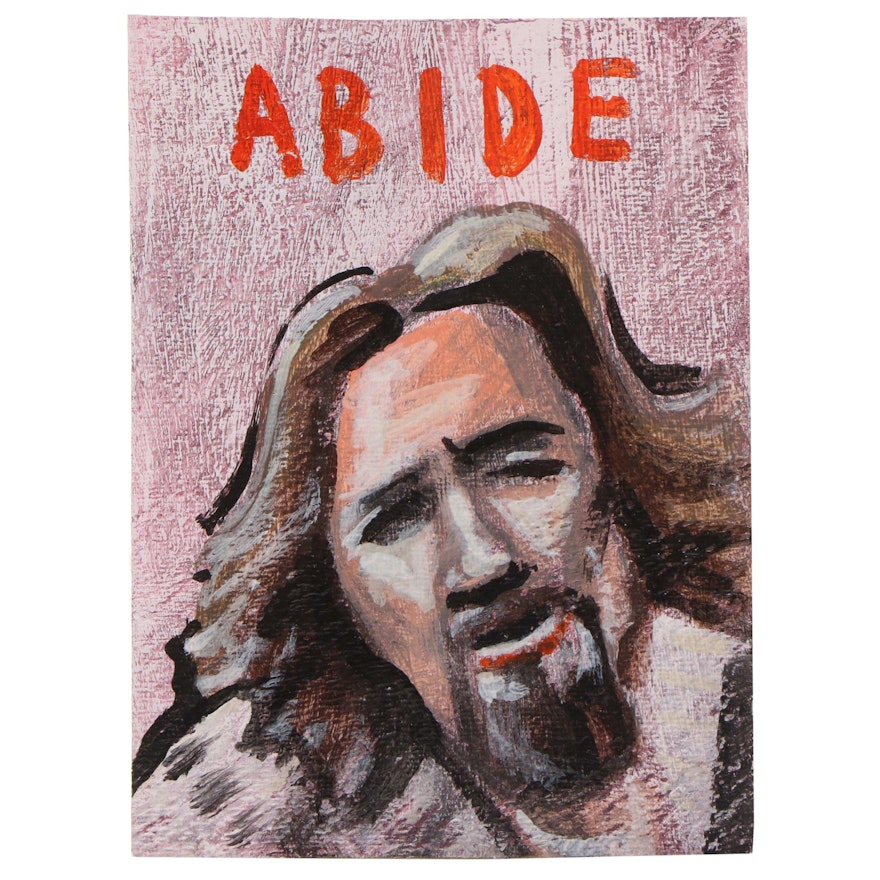 N. Scott Carroll Outsider Art Acrylic Painting "ABIDE"