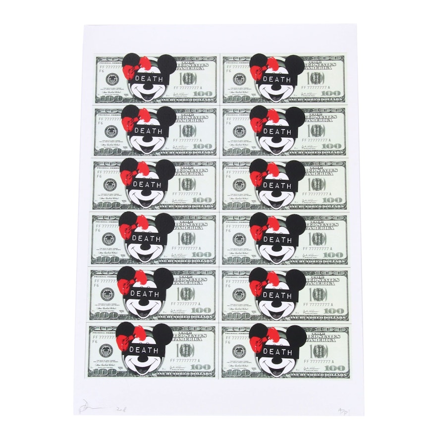 Death NYC  Mickey Mouse Money Offset Lithograph