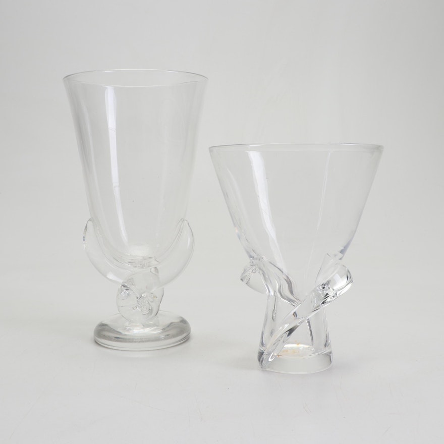 George Thompson for Steuben Crystal Vases, Mid 20th Century