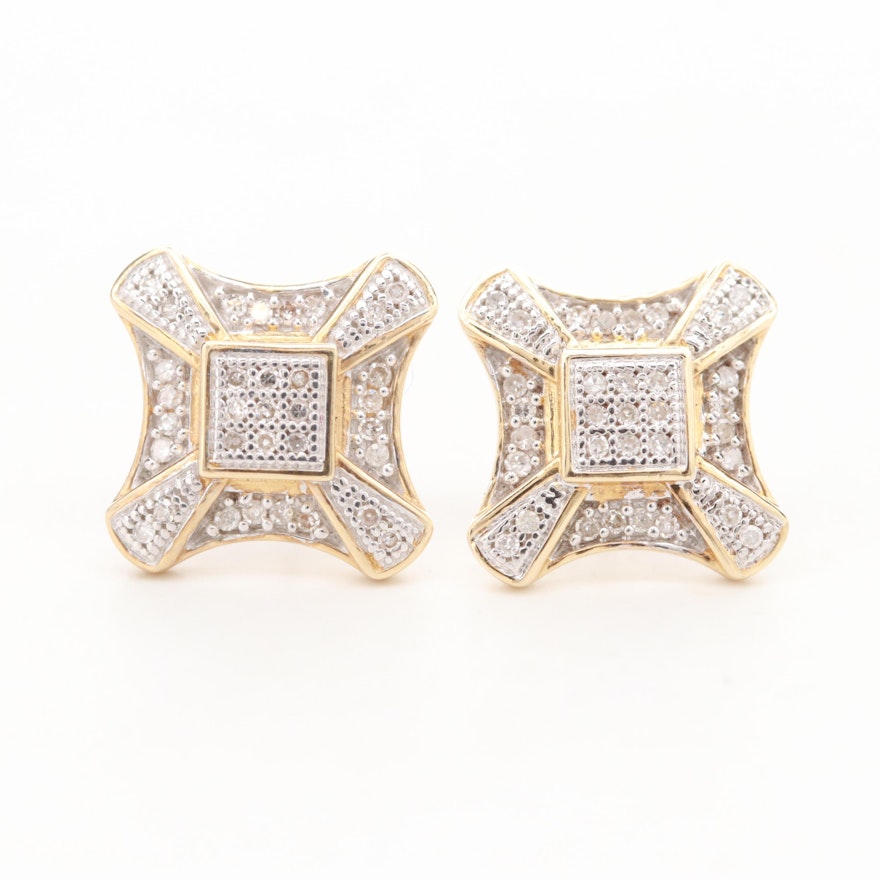 14K Yellow Gold Diamond Earrings