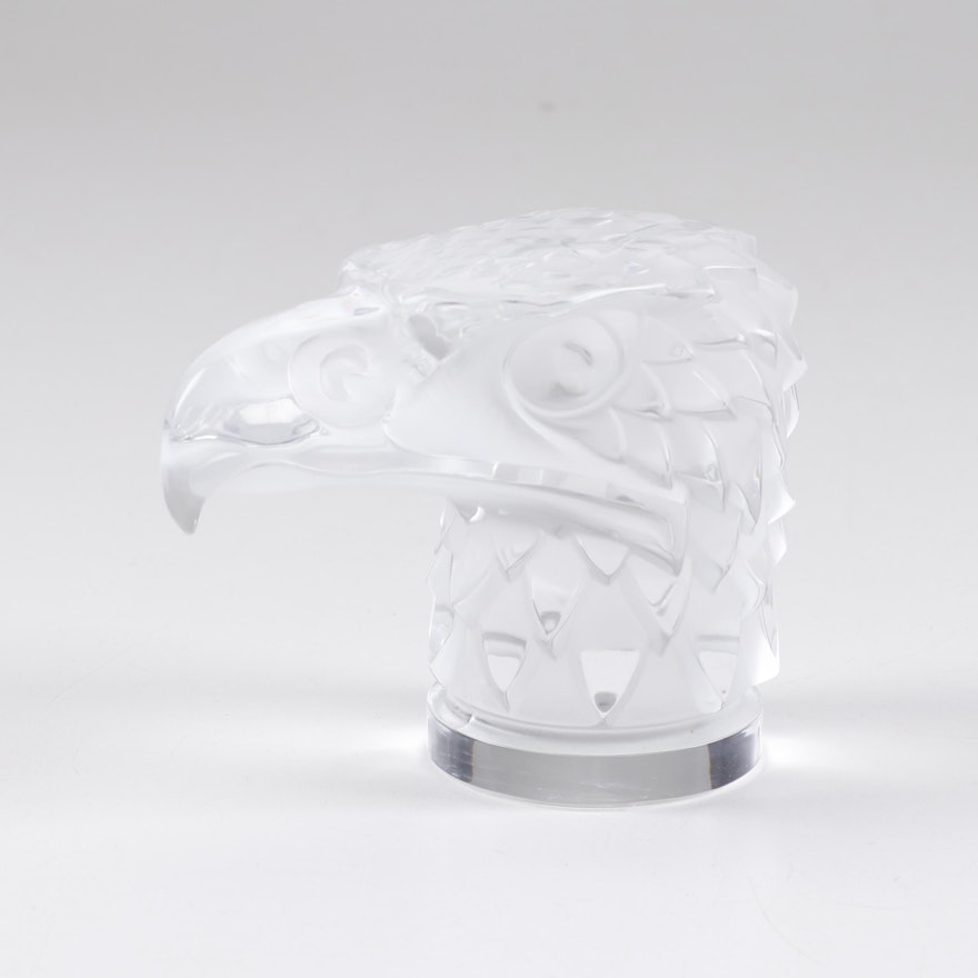 Lalique “Tete D'Agile” Eagle Head Crystal Paperweight
