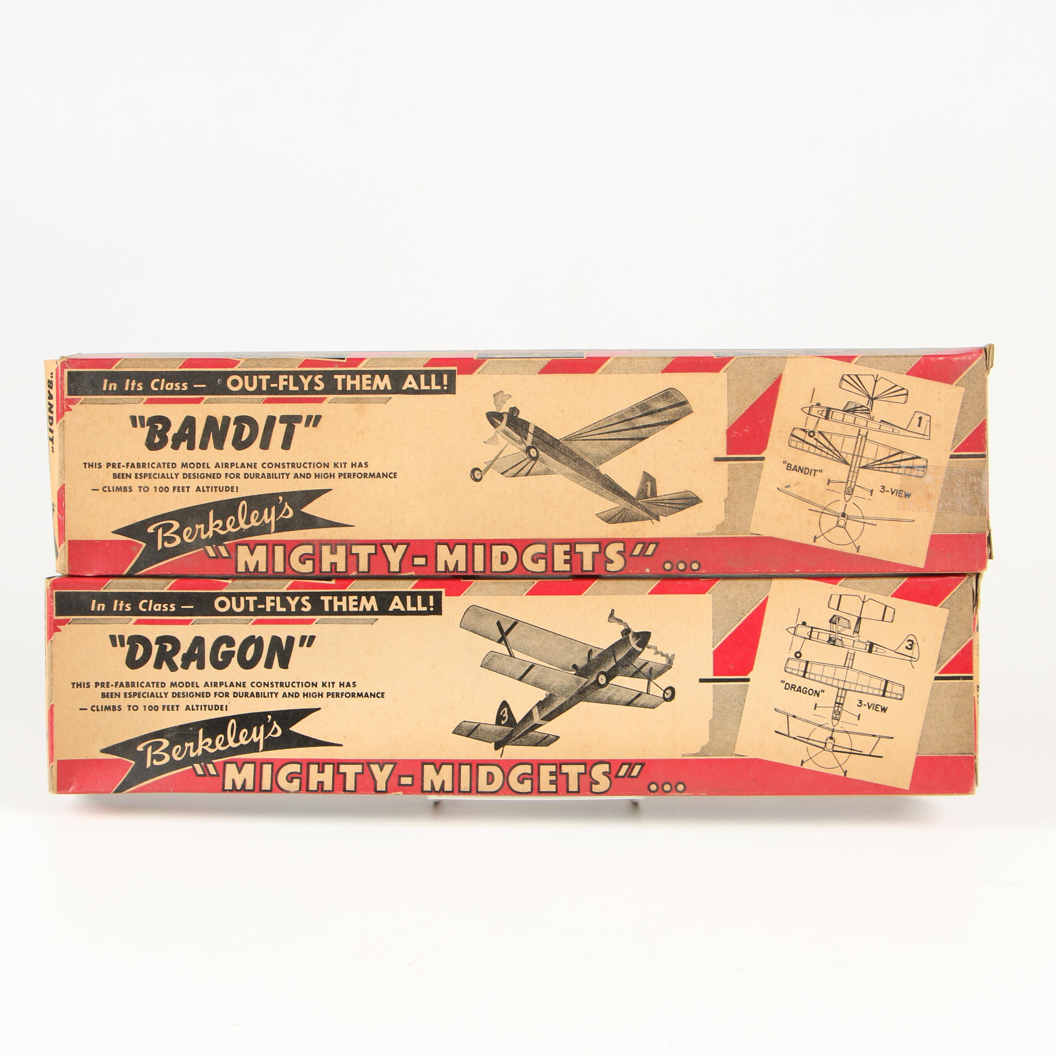 Vintage Berkley and Whitman Model Plane Kits with Blueprints