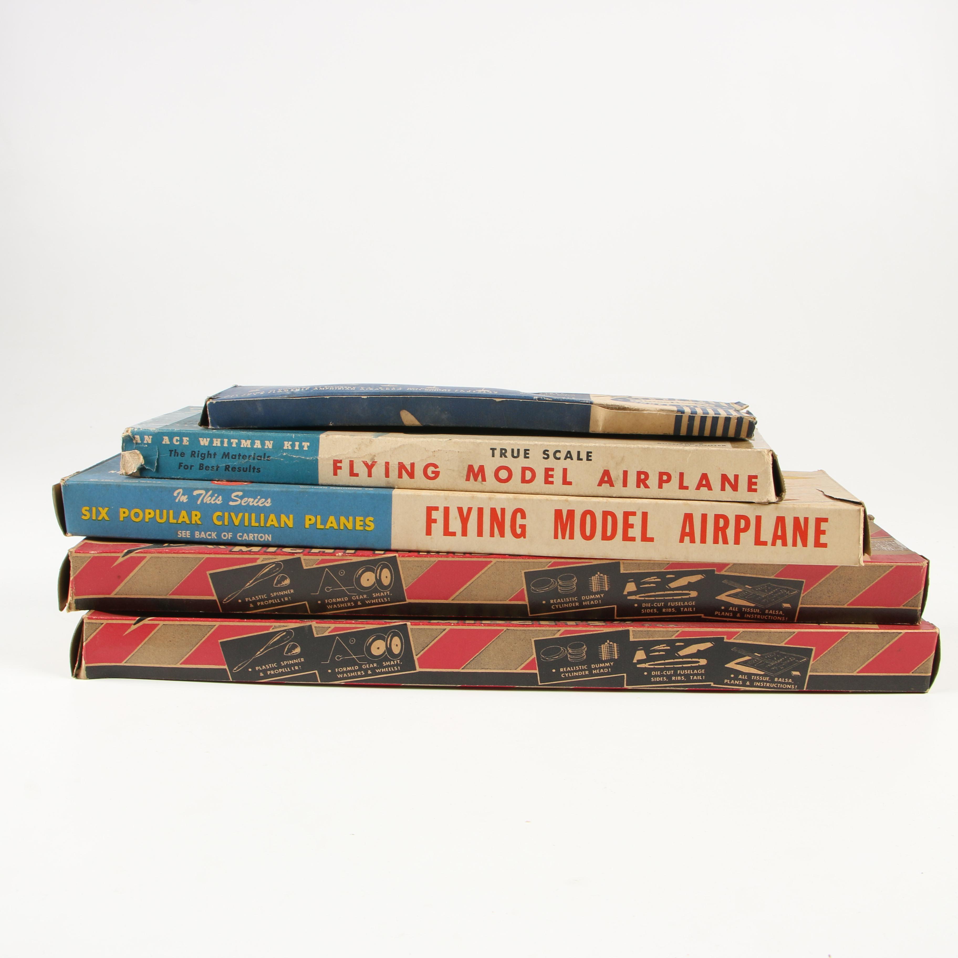 Vintage Berkley and Whitman Model Plane Kits with Blueprints