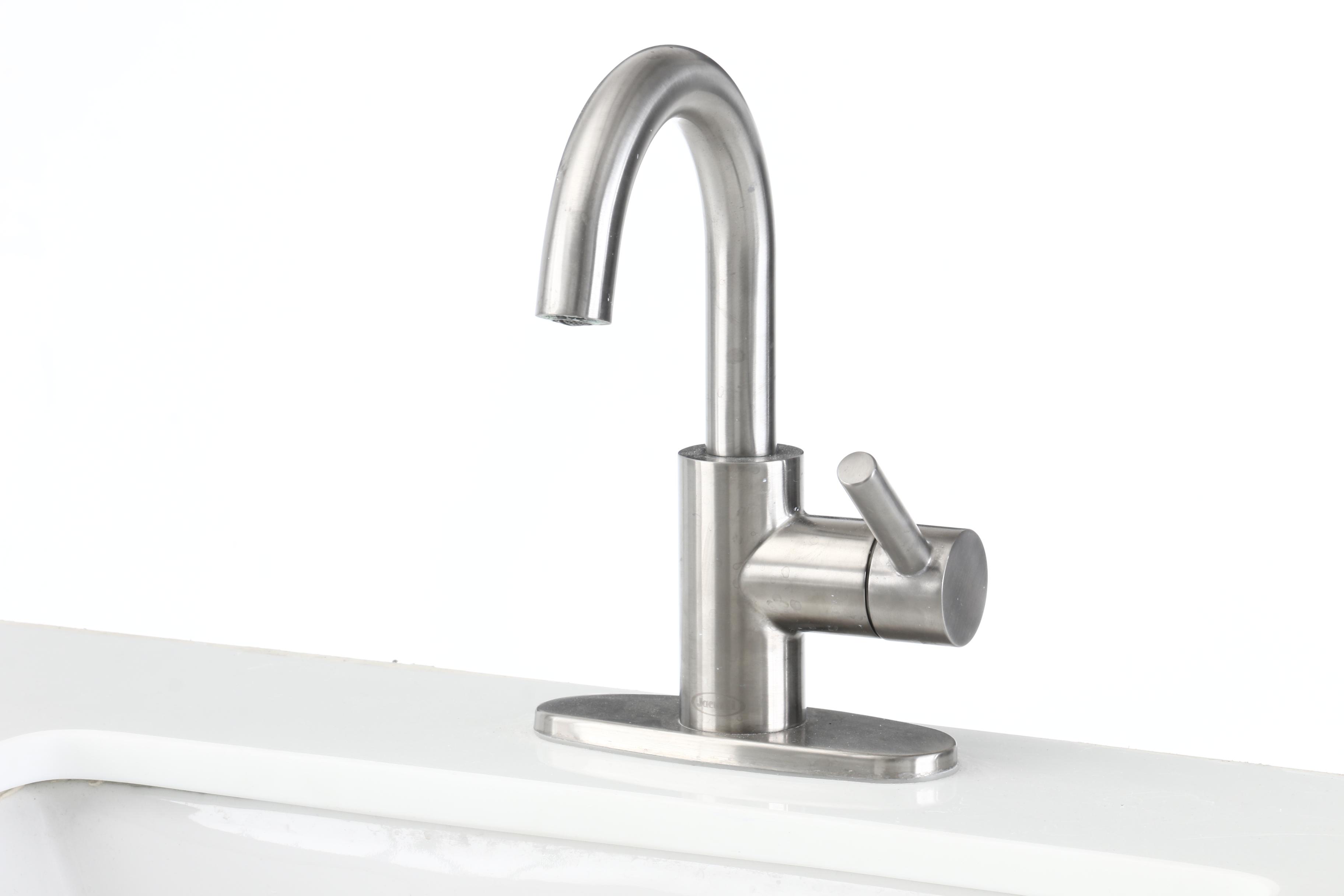 Bathroom Vanity with Silestone Sink Top and Chrome Finish Faucet