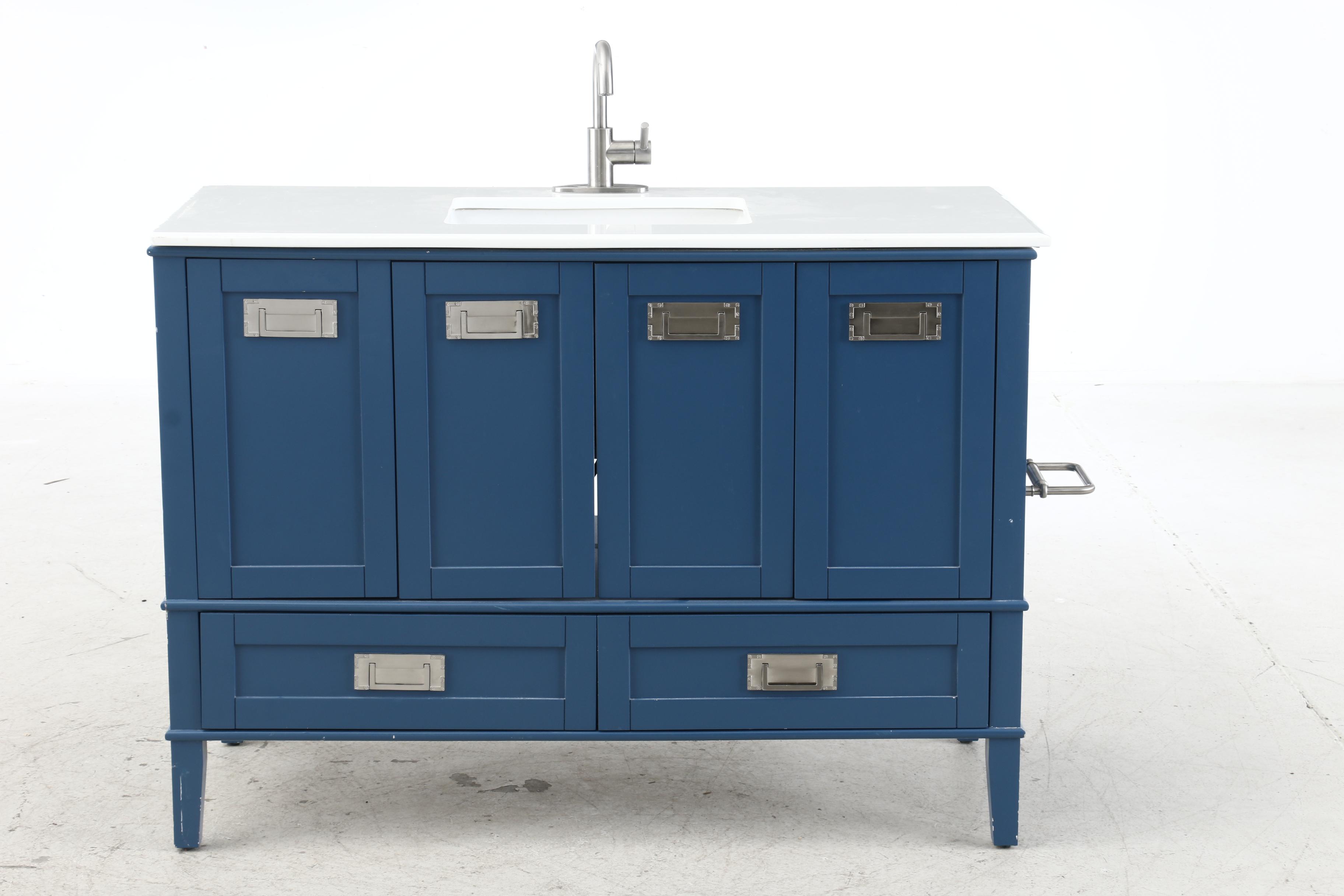 Bathroom Vanity with Silestone Sink Top and Chrome Finish Faucet