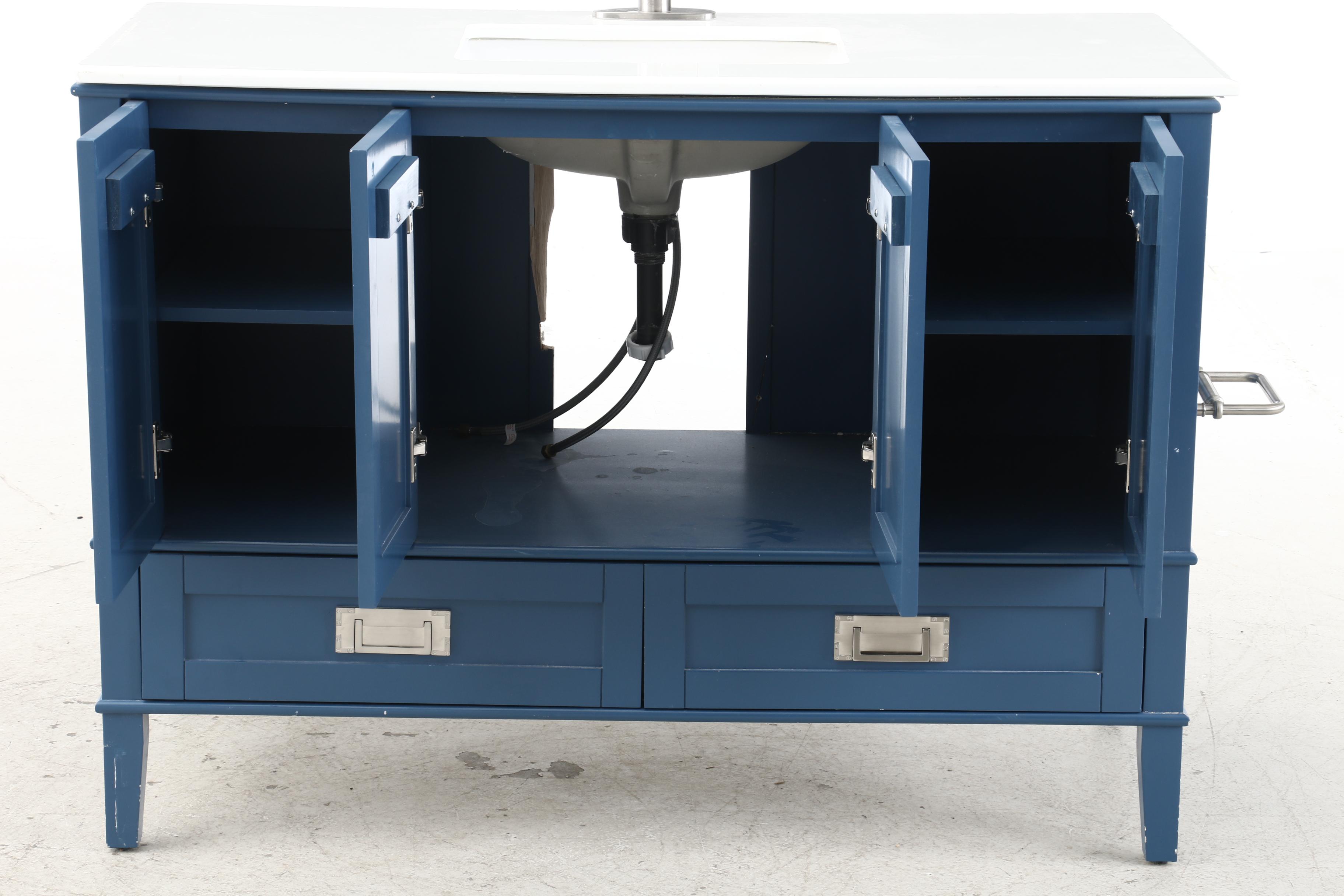 Bathroom Vanity with Silestone Sink Top and Chrome Finish Faucet