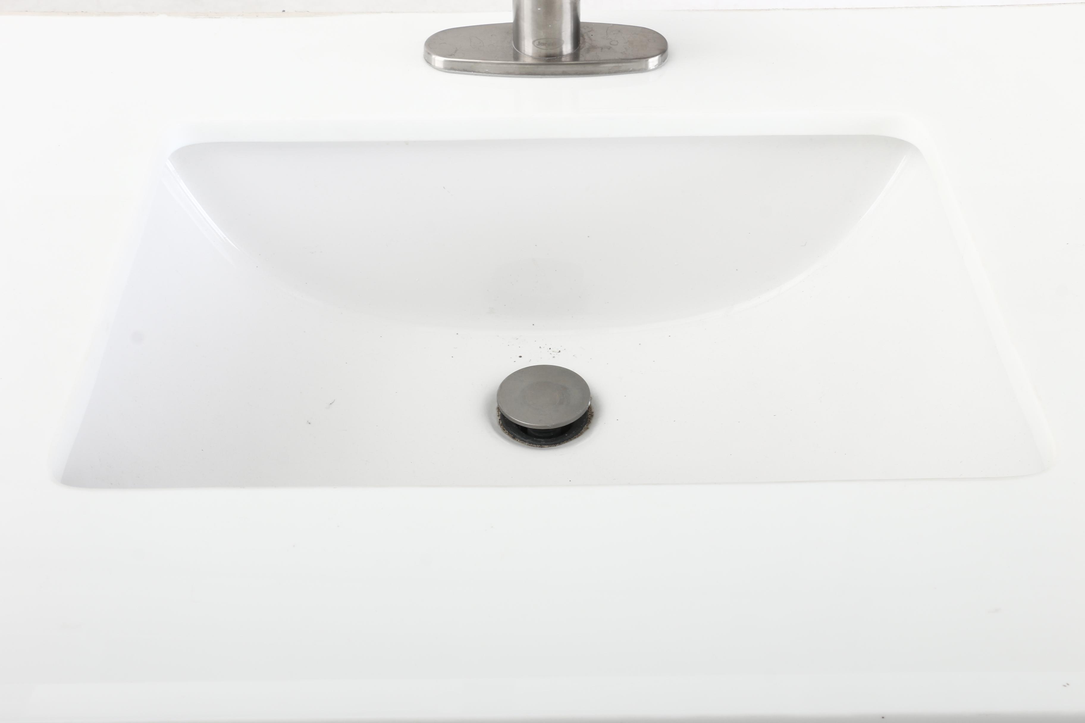 Bathroom Vanity with Silestone Sink Top and Chrome Finish Faucet