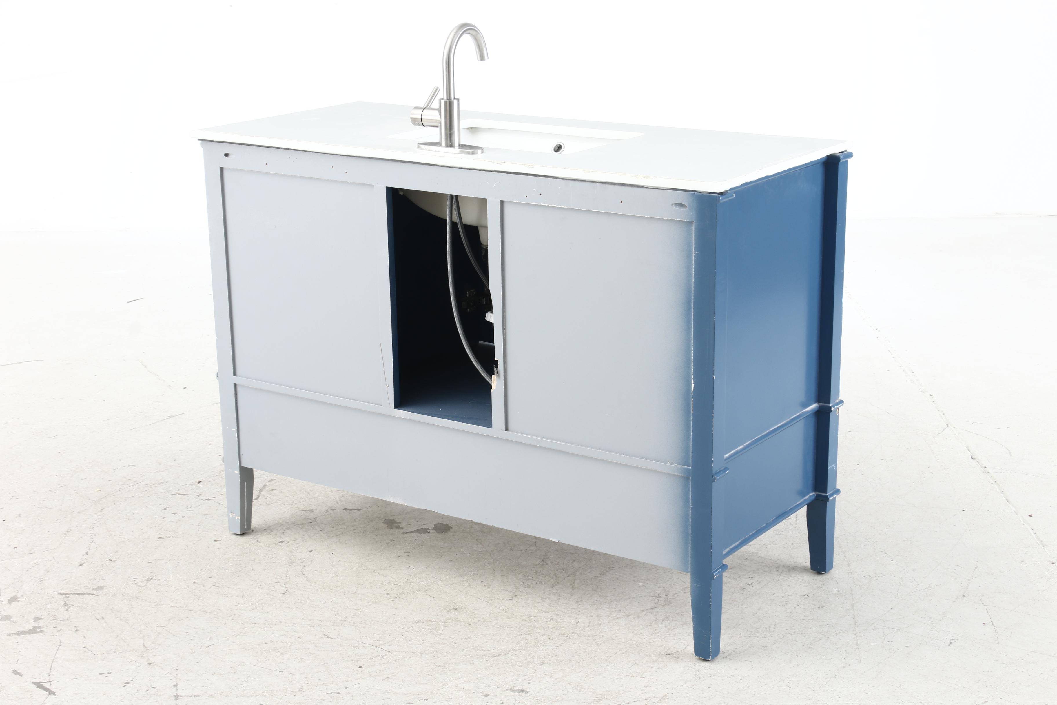 Bathroom Vanity with Silestone Sink Top and Chrome Finish Faucet