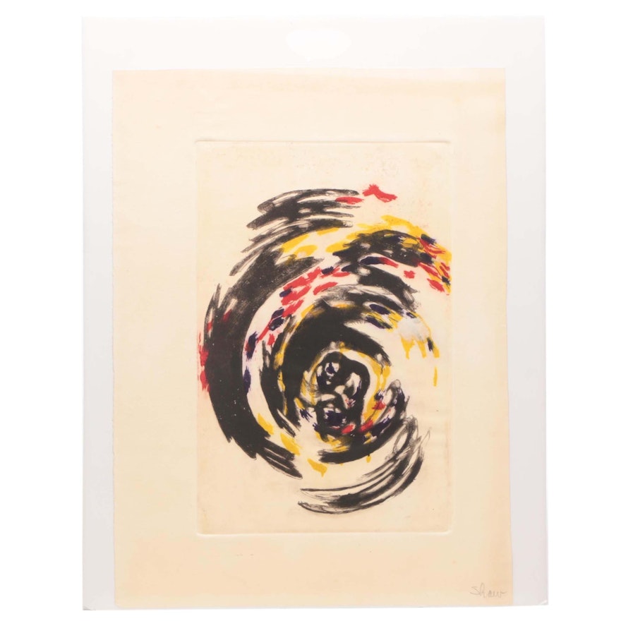 Evelyn Levy Shaw Swirled Abstract Etching