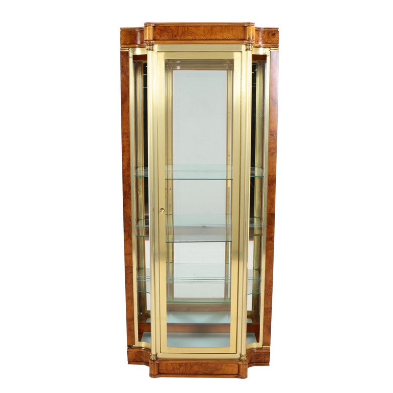 Pulaski Furniture Corp., Brass-Mounted and Burl-Finished Display Cabinet