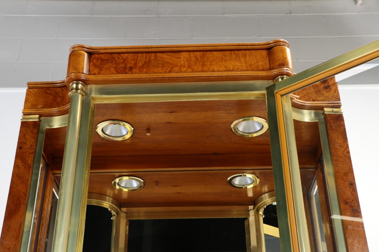 Pulaski Furniture Corp., Brass-Mounted and Burl-Finished Display Cabinet