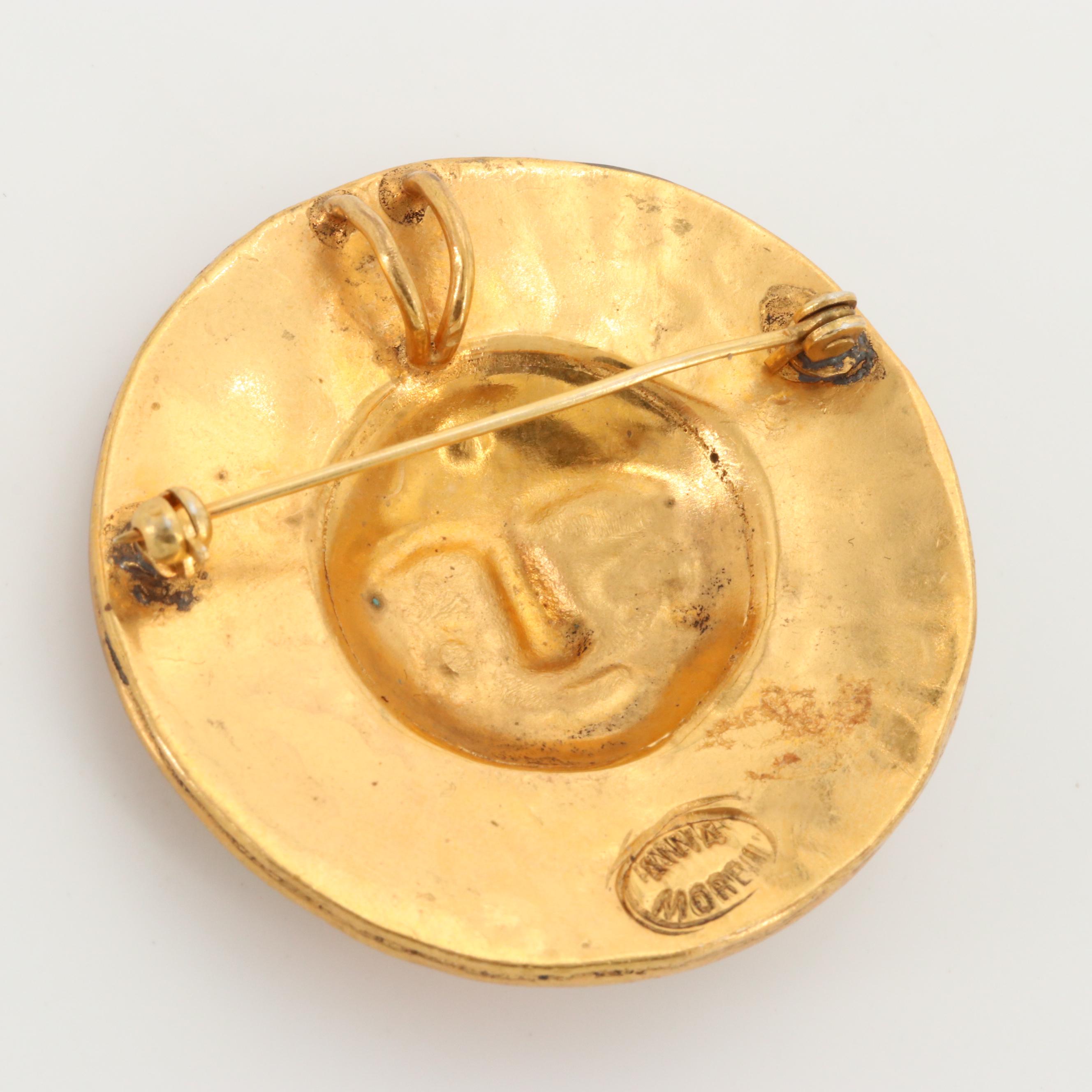 Anna Morelli Gold Tone Turquoise Converter Brooch