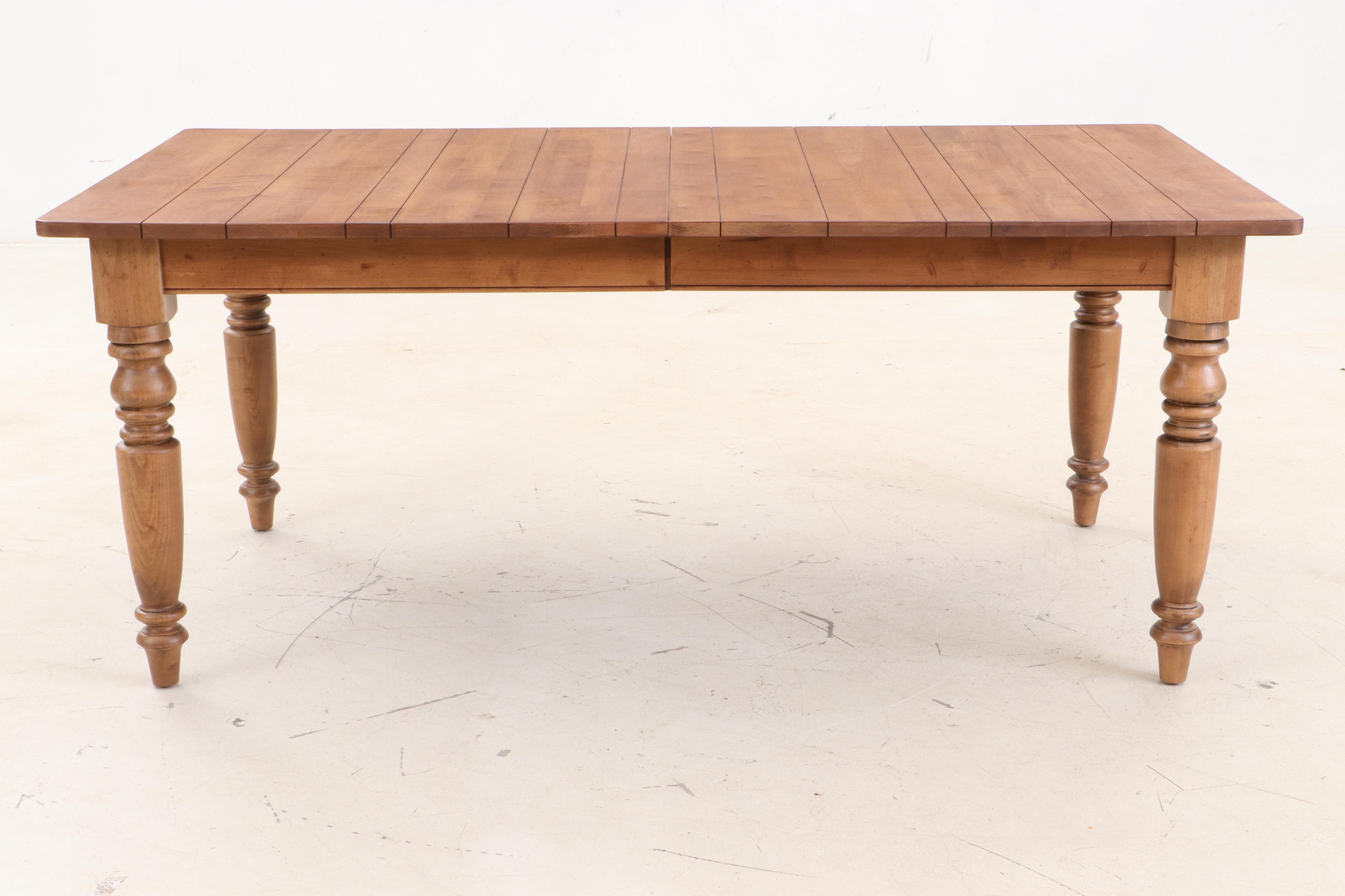 Ethan Allen Farm Table and Six Ladderback Chairs