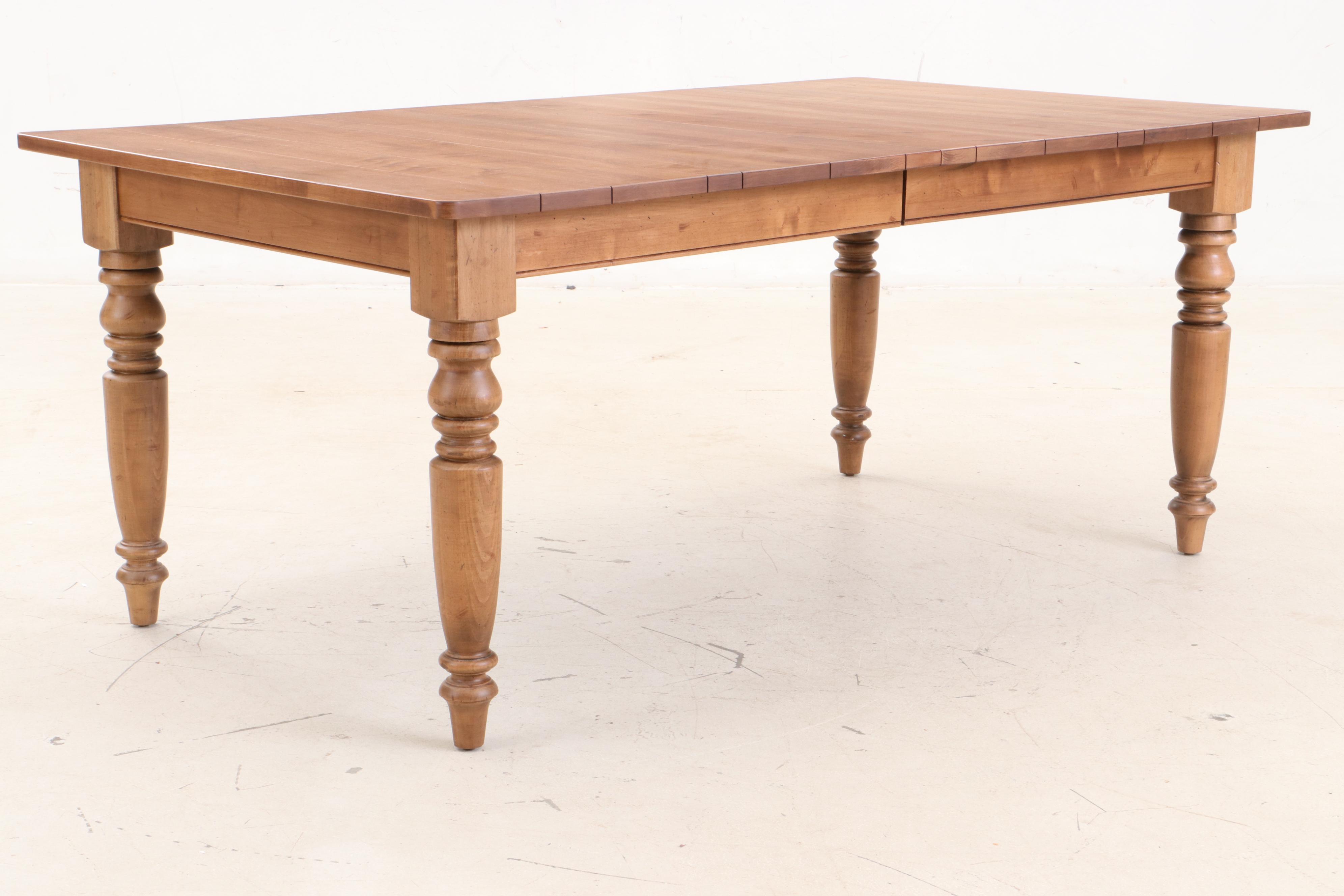 Ethan Allen Farm Table and Six Ladderback Chairs