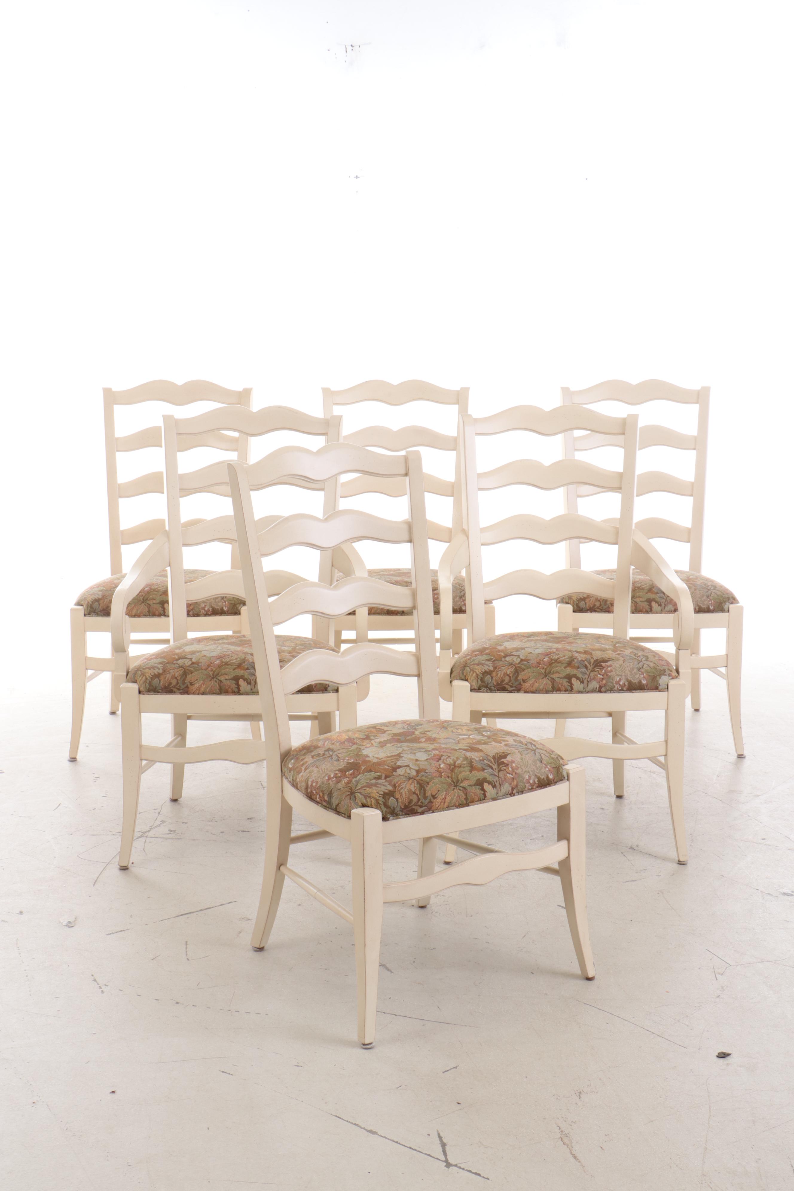 Ethan Allen Farm Table and Six Ladderback Chairs