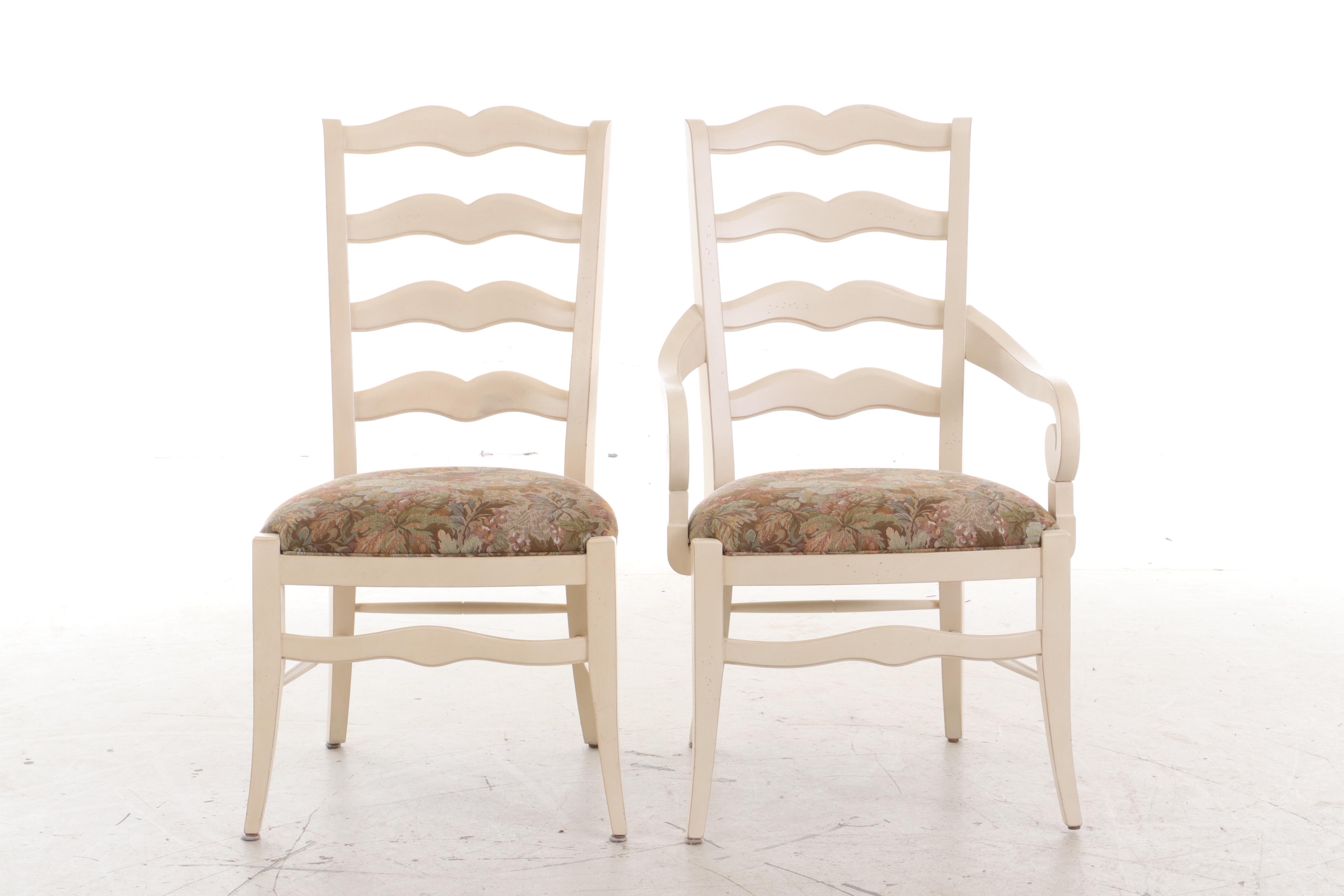 Ethan Allen Farm Table and Six Ladderback Chairs