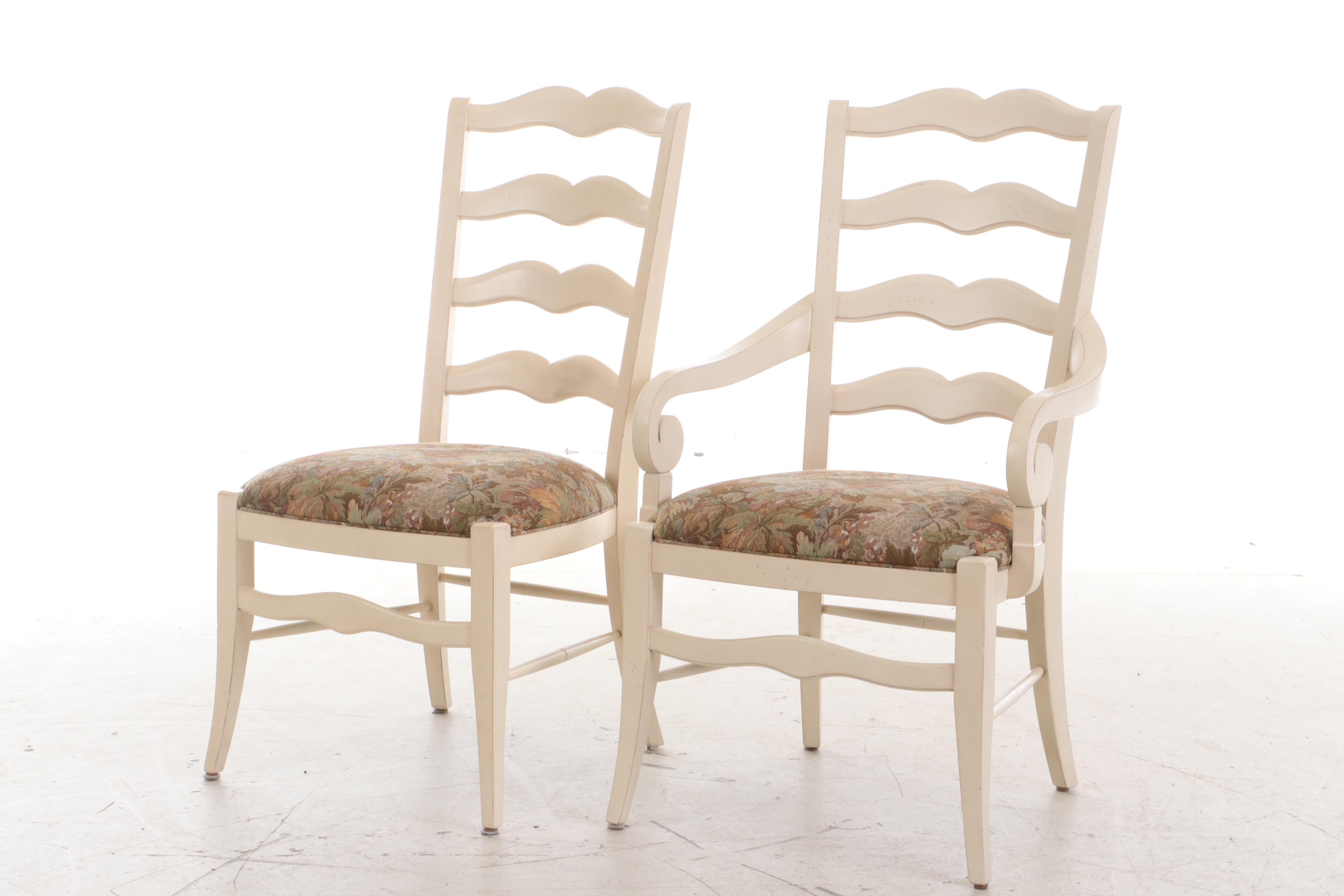 Ethan Allen Farm Table and Six Ladderback Chairs