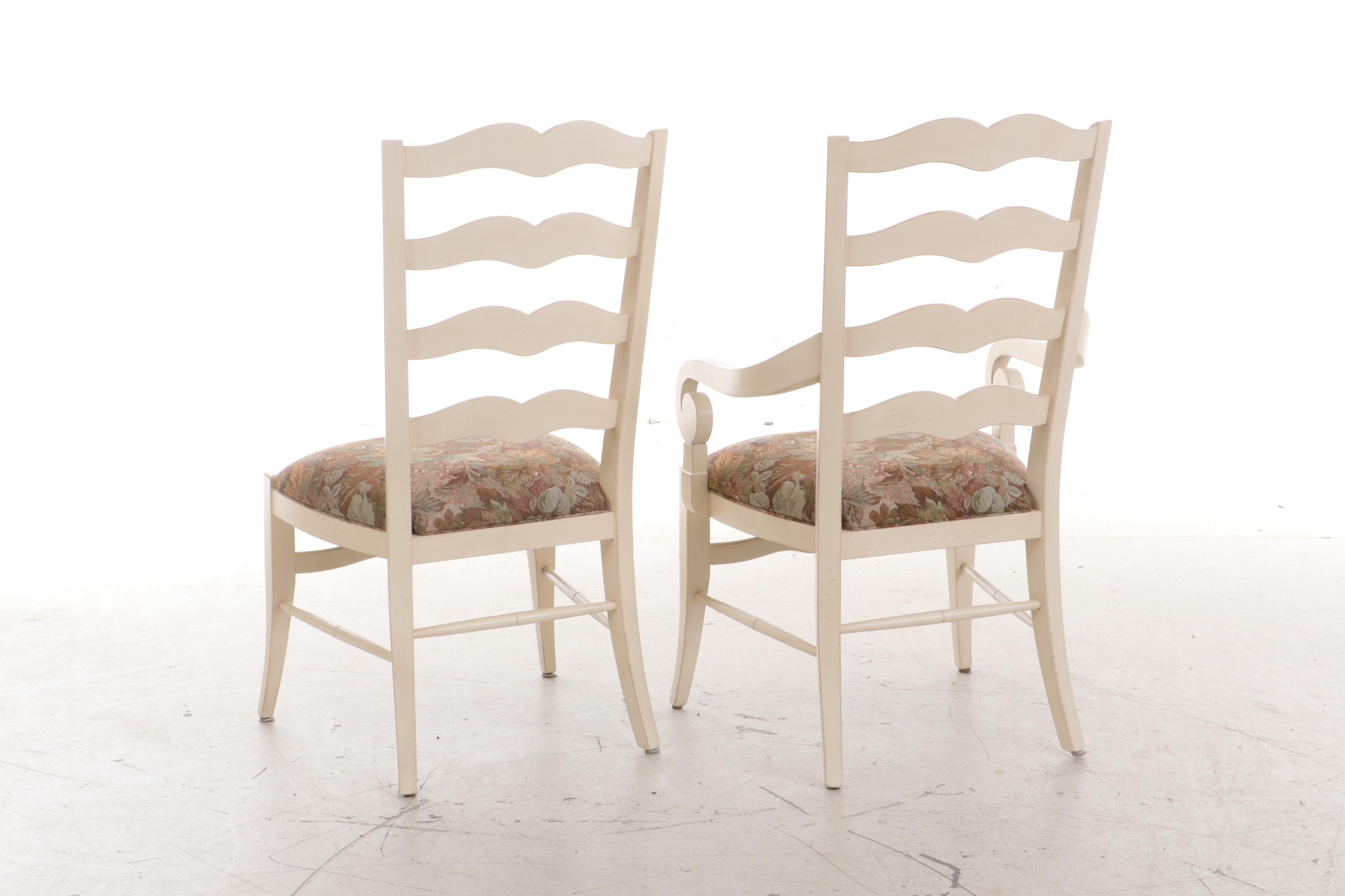 Ethan Allen Farm Table and Six Ladderback Chairs