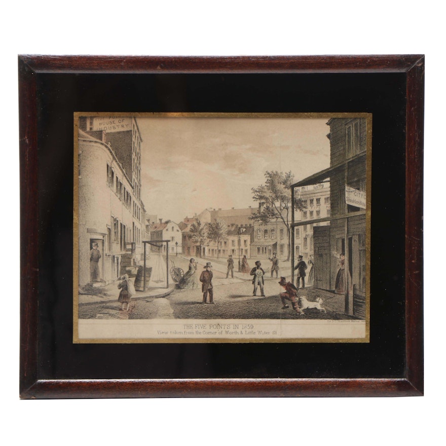 Hand-colored Lithograph "The Five Points in 1859"