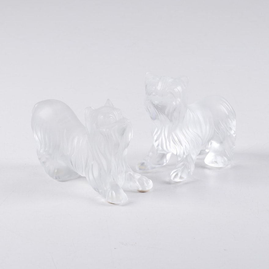 Lalique Yorkshire Terrier Crystal Figurines