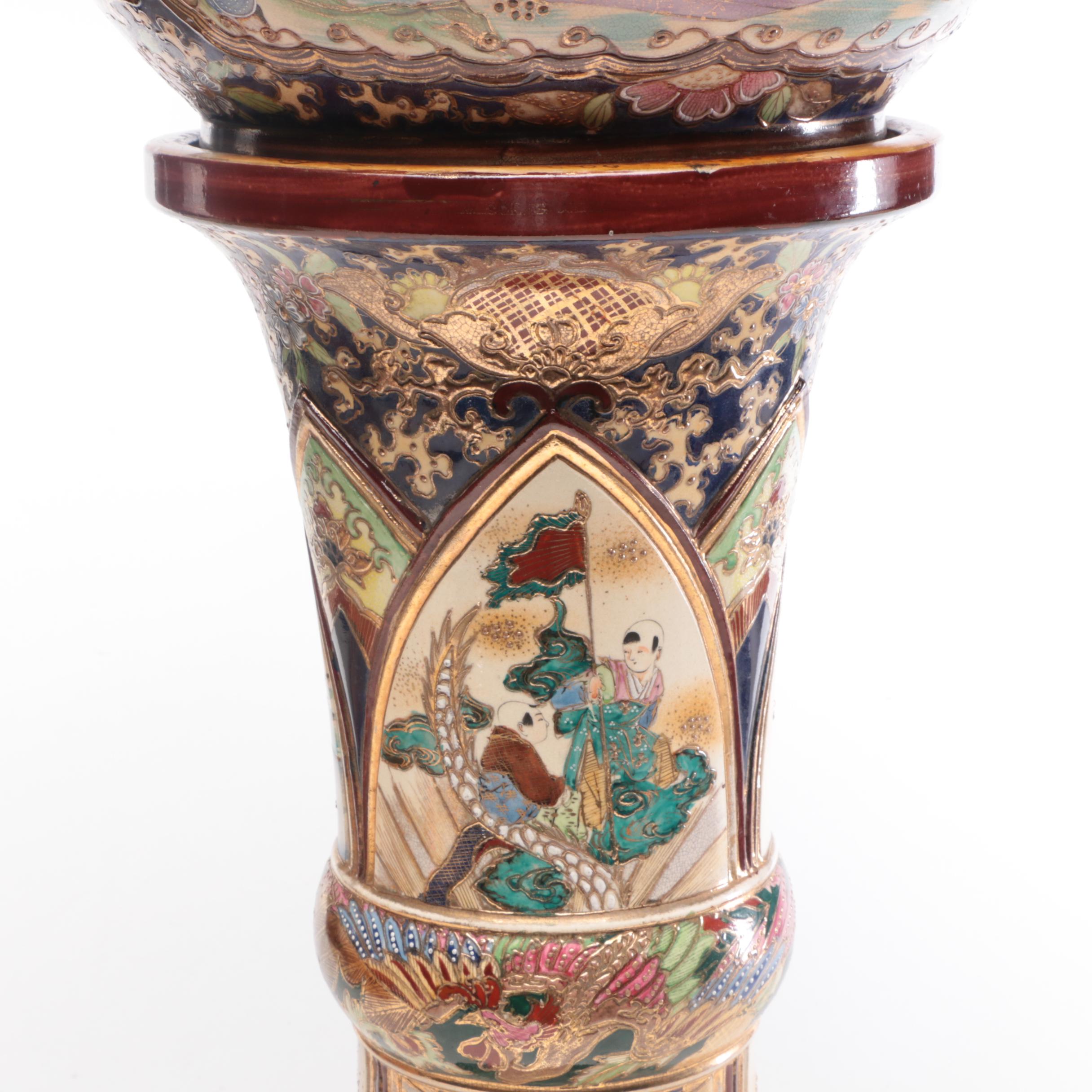 Chinese Porcelain Cloisonné Jardiniere Planter with Stand, Early 20th-Century