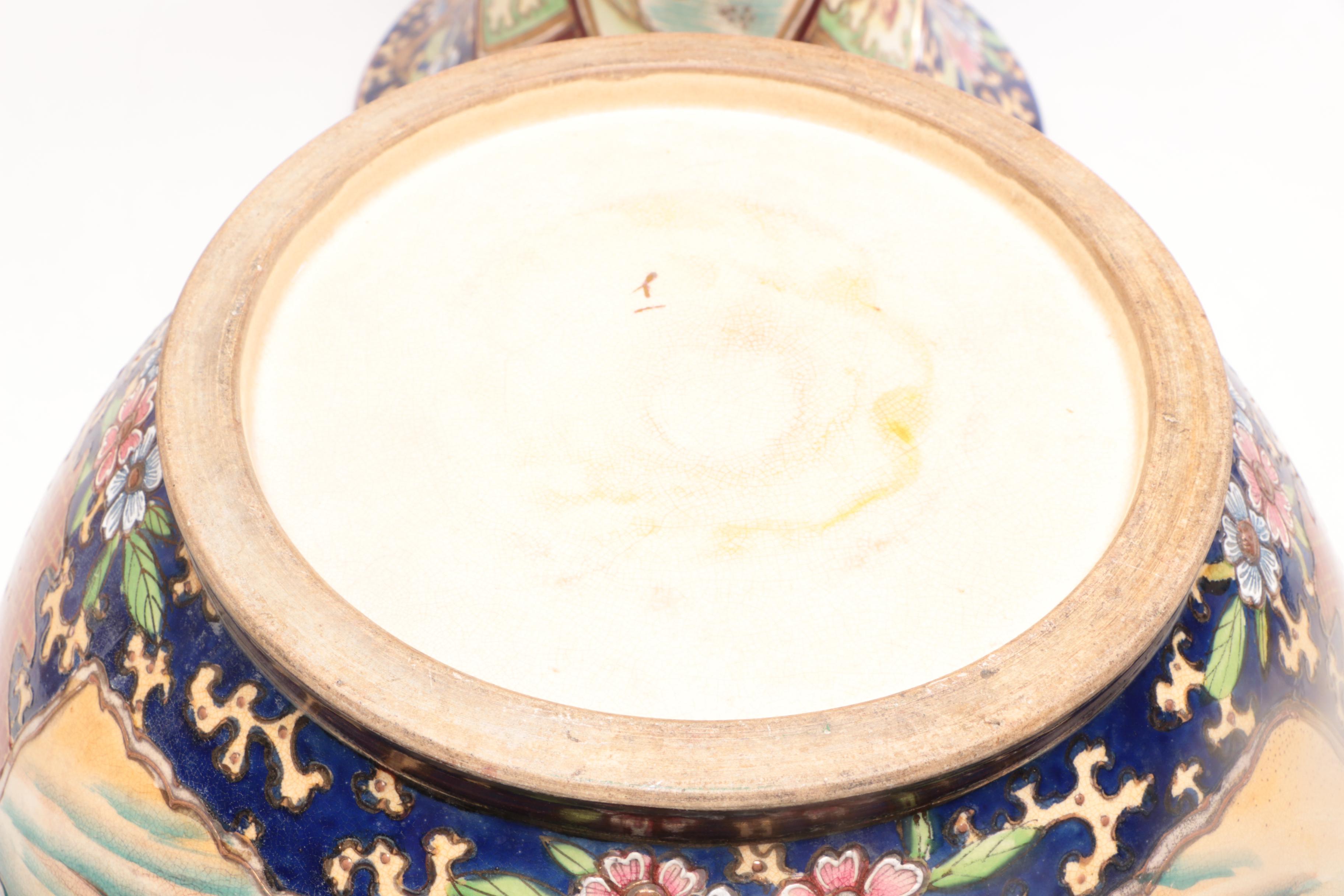 Chinese Porcelain Cloisonné Jardiniere Planter with Stand, Early 20th-Century