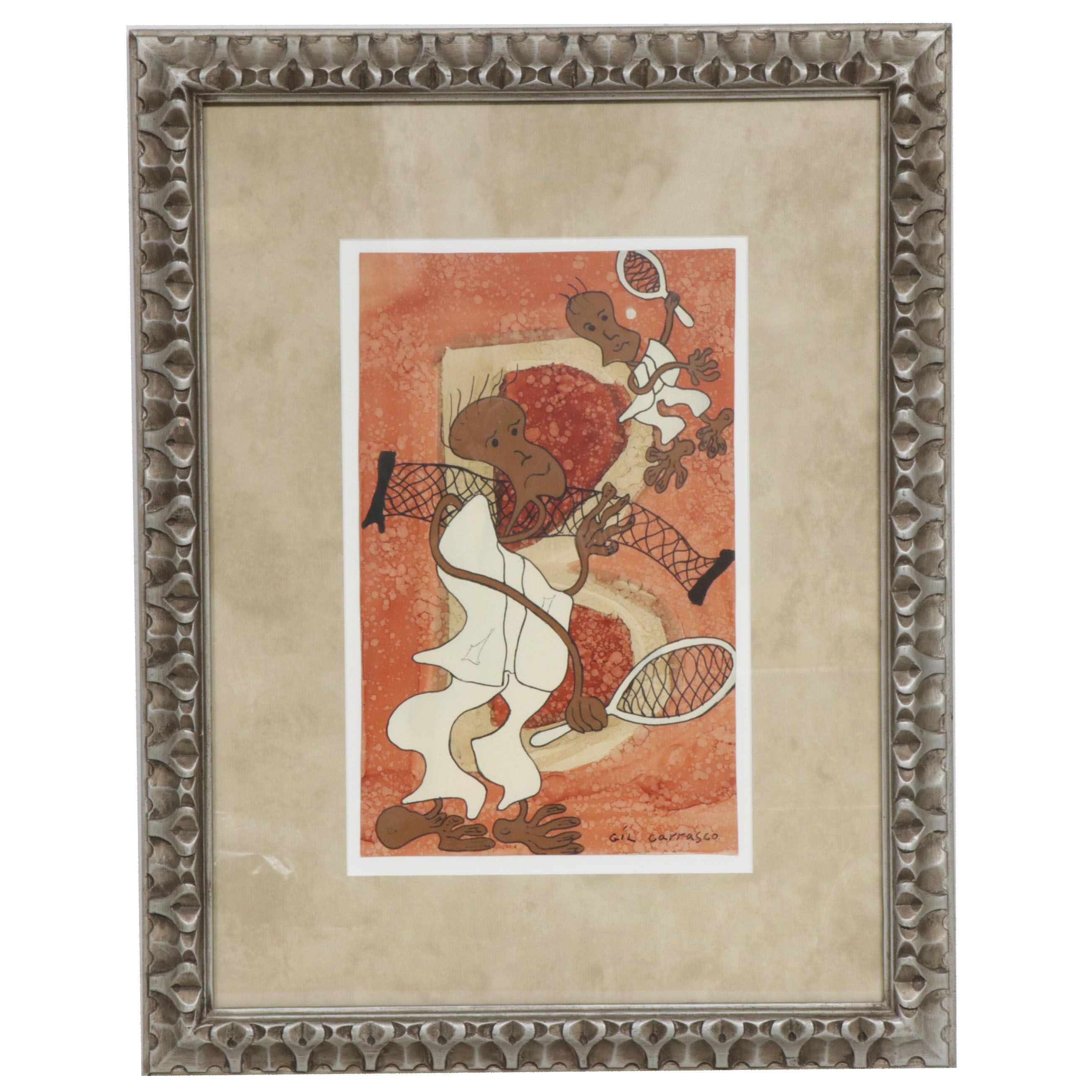 Jose Maria Gil Carrasco Tennis Match Mixed Media Painting