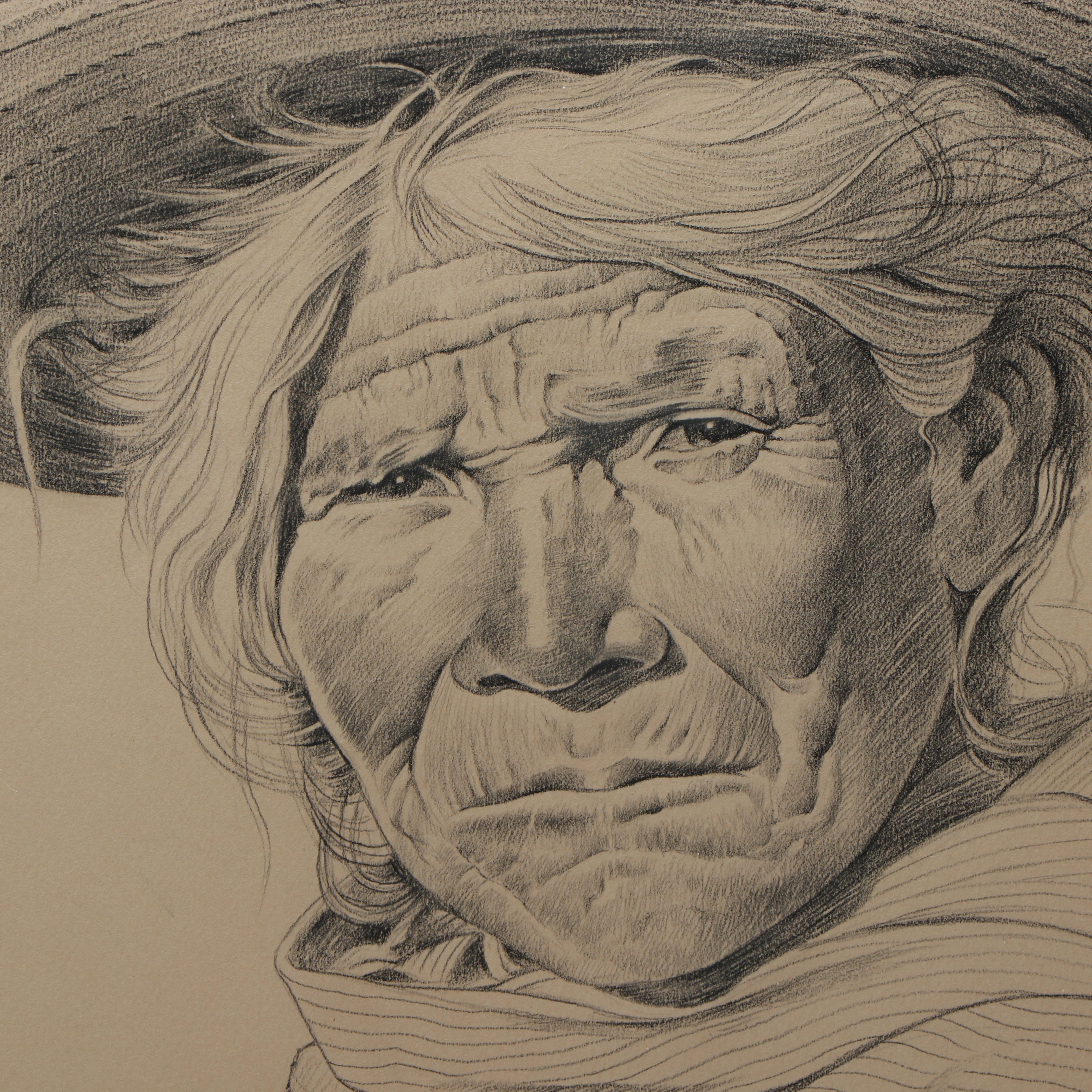 Luis Betanzos Portrait Conte Drawing