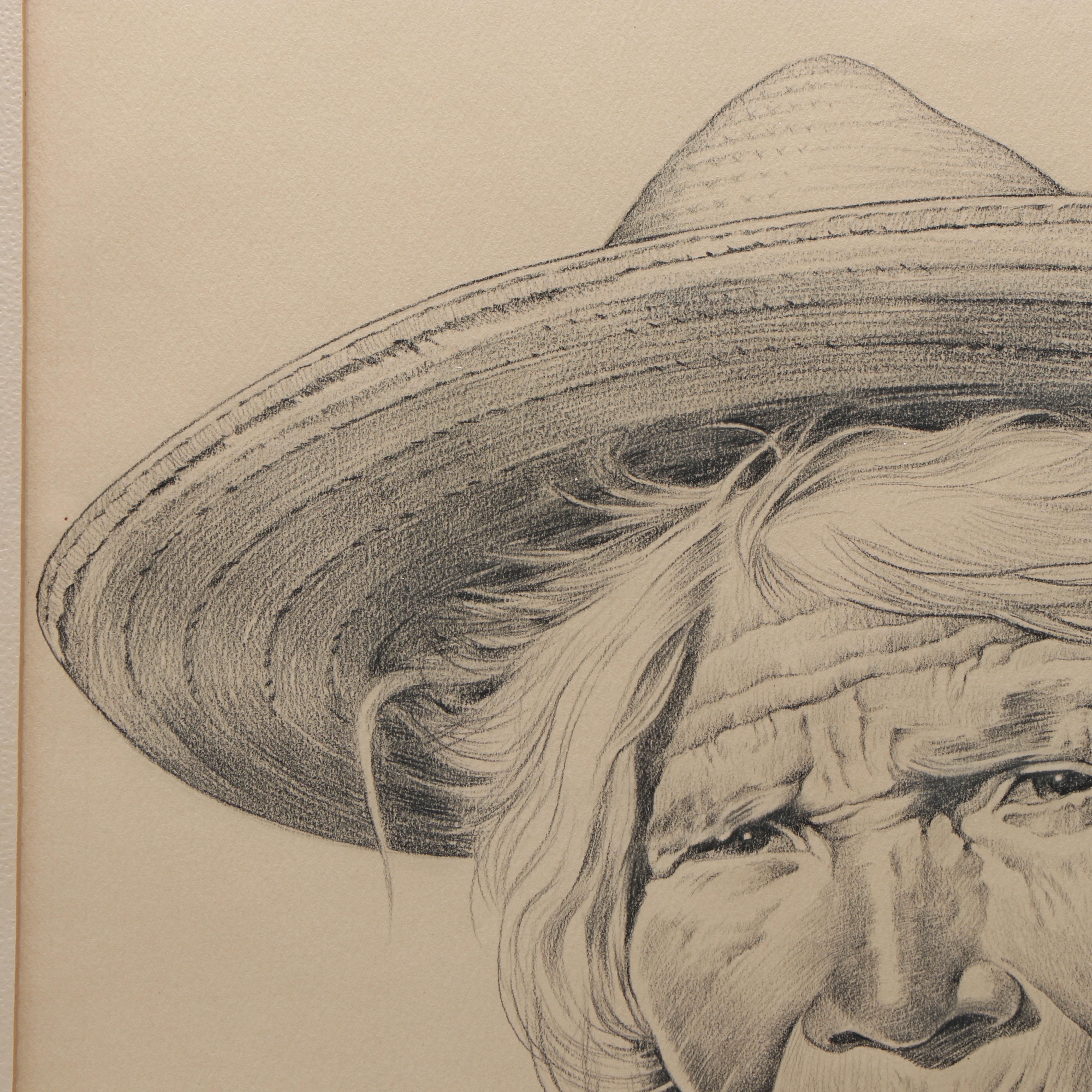 Luis Betanzos Portrait Conte Drawing