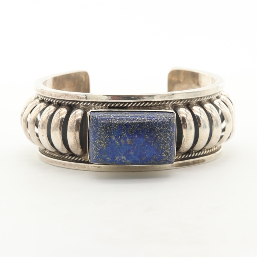 Gale Self Choctaw Sterling Silver Lapis Lazuli Cuff Bracelet