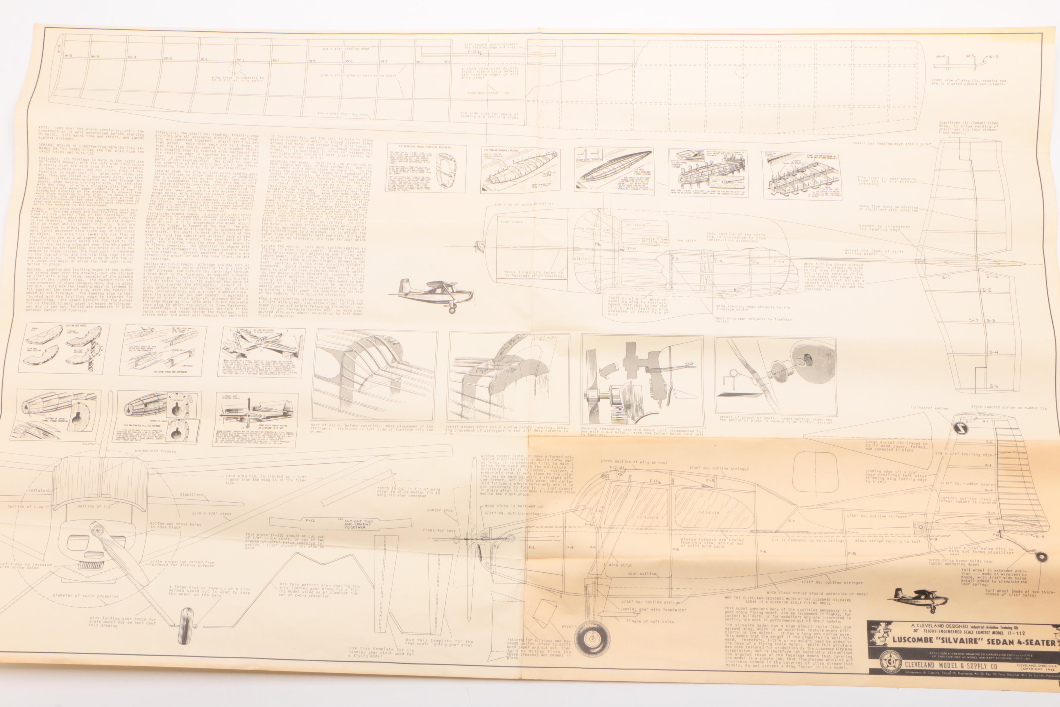 1948 Cleveland "Silvaire Sedan" Model Plane Kit with Blueprints